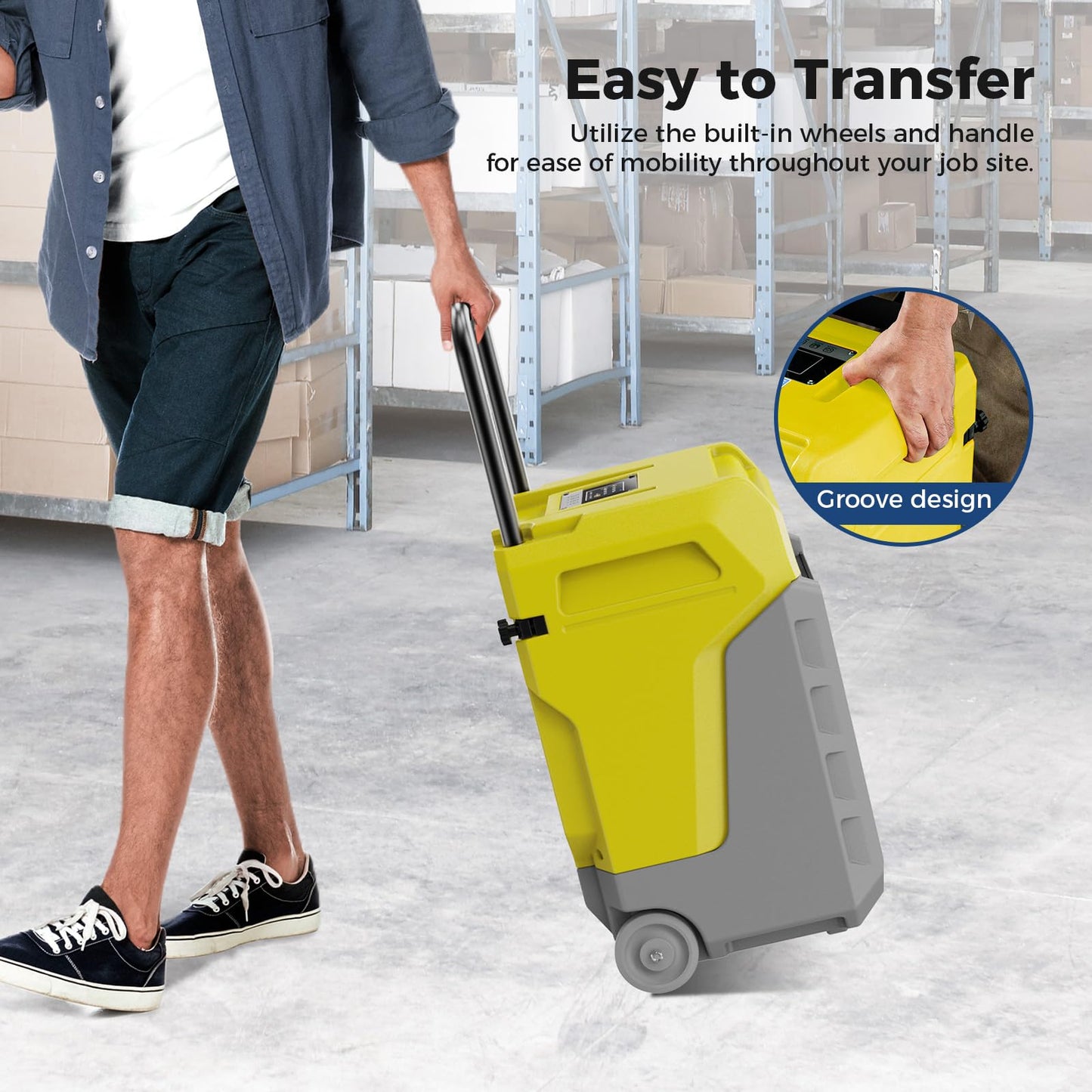 ALORAIR 170 PPD Commercial Dehumidifier with Pump & Drain Hose, LGR Industrial Use, Portable Dehumidifier with Wheels for Water Damage Restore, 6 Year Limited Warranty, Storm 80X (Yellow)