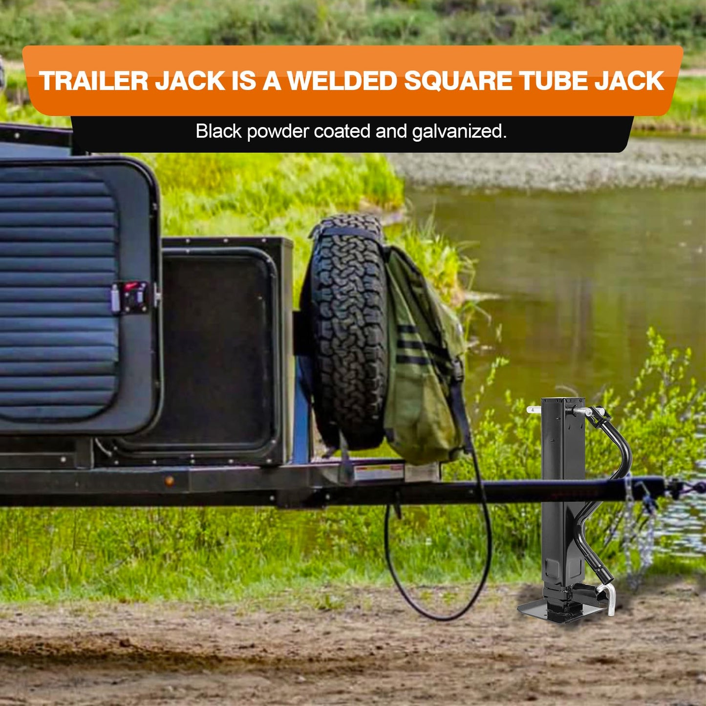 12000 lbs Weld-On Square Tube Trailer Jack Heavy Duty Side Wind 26" Travel