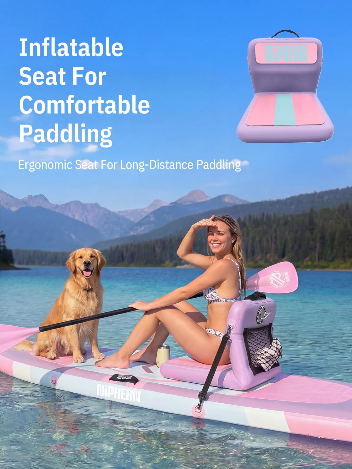 Niphean（Ultra-Light） Inflatable Paddle Board with StabilTrac Fin and Durable SUP Accessories, 10' Stand Up Paddle Boards for Adults & Youth, Versatile Yoga Paddle Board, Gift Ideas-Leopard with Seat