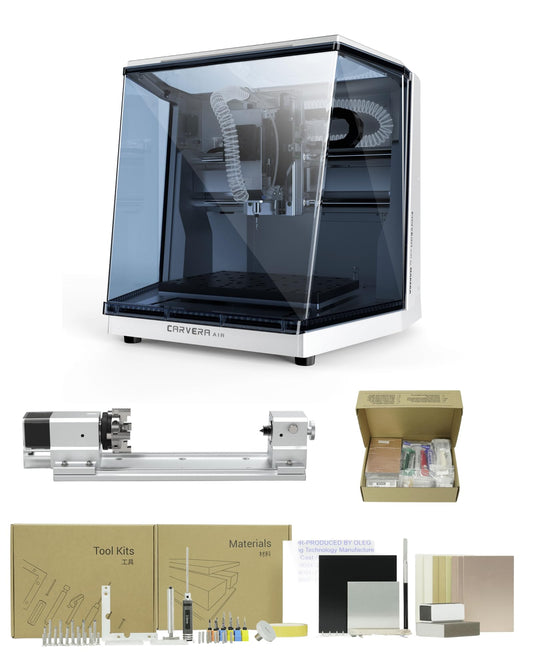 Carvera Air Desktop CNC Machine with 4th Axis and PCB Kit, Compact Enclosed Mini CNC Router Mill, Quick Tool Changer Closed-Loop Control, Makera CAM, High Precision for DIY Makers Workshops Metal Wood