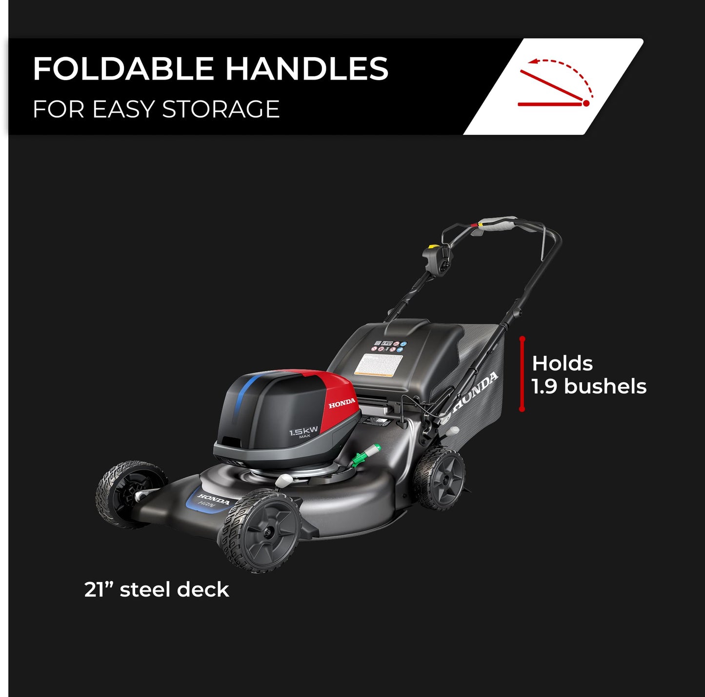 Honda HRN-BV 21-Inch Walk Behind Battery Powered Lawn Mower, Variable Speed Self Propelled Lawn Mower with 1.9 Bushel Capacity, Easy-Off Grass Bag, Clean Cuts in Thick and Tall Grass (HRN216YXBVKA4)