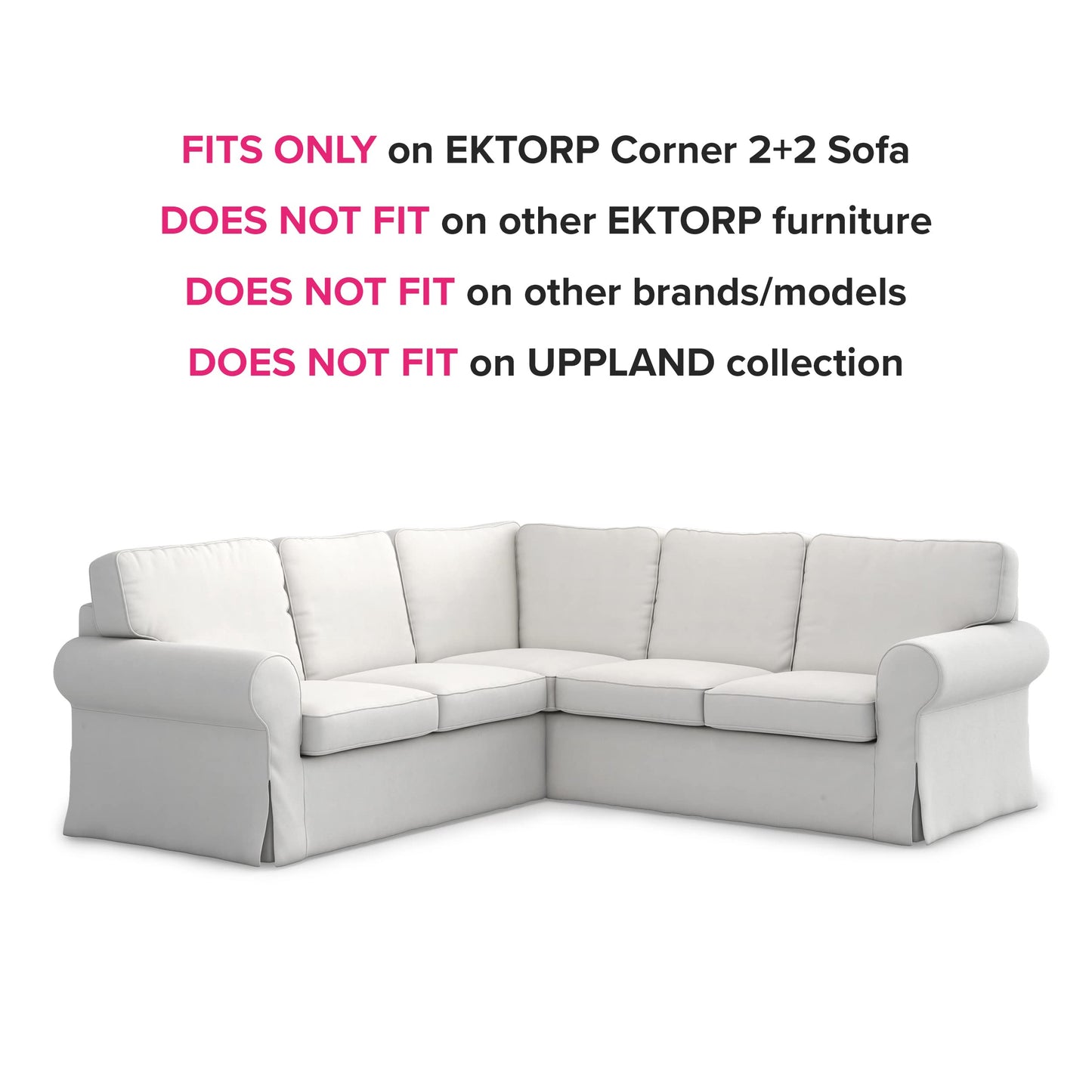 FMCTL Ektorp Sectional Cover Replacement for IKEA Ektorp Sectional Sofa Cover,Ektorp 2+2 Sofa Cover, Ektorp Sofa Cover Only!(Daily Blue)