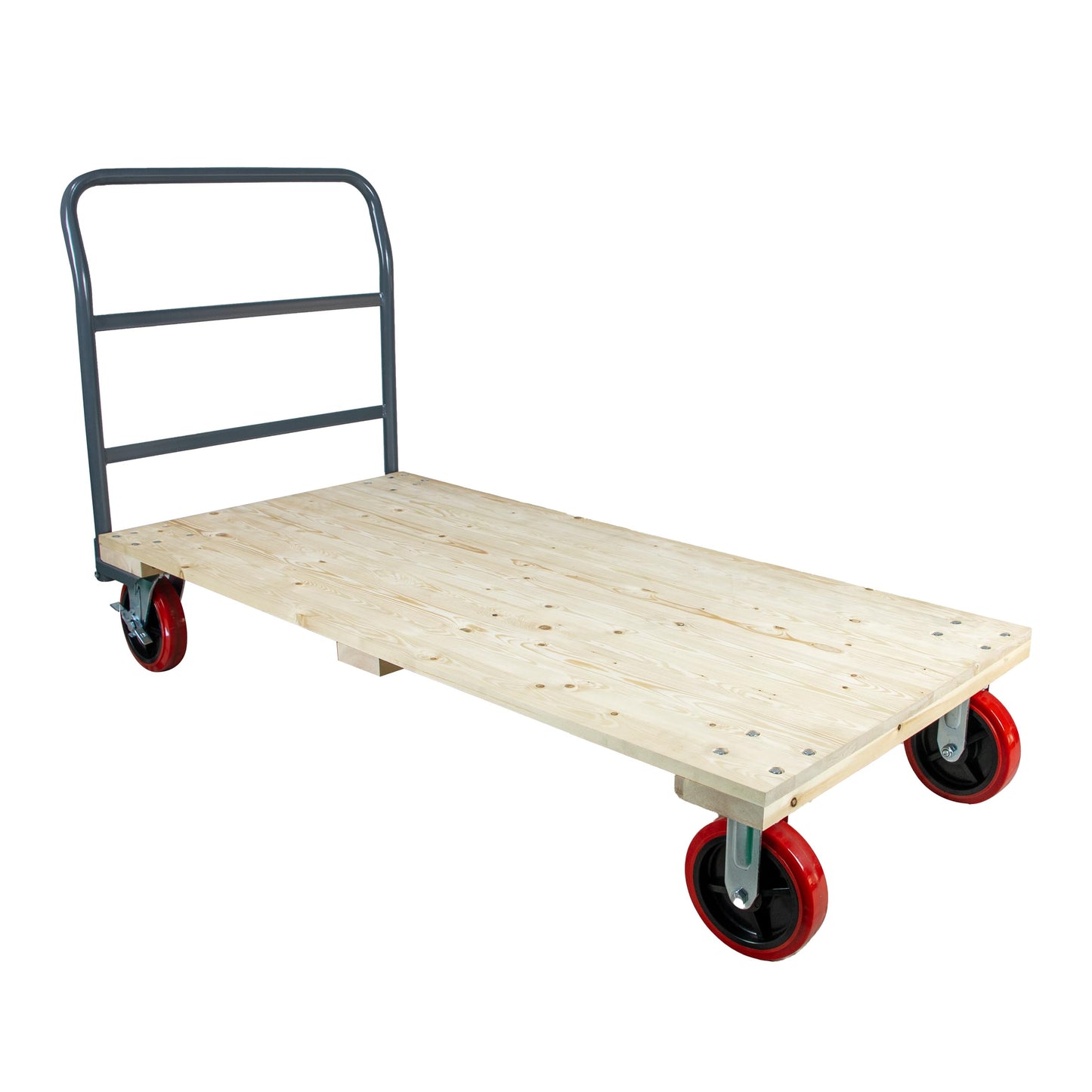 5Seconds Heavy Duty 3300LB Hardwood Flatbed Platform Cart – 60” x 30” Industrial Dolly Hand Push Truck, 8'' Swivel Locking Wheels – Super Heavy Duty Commercial Moving