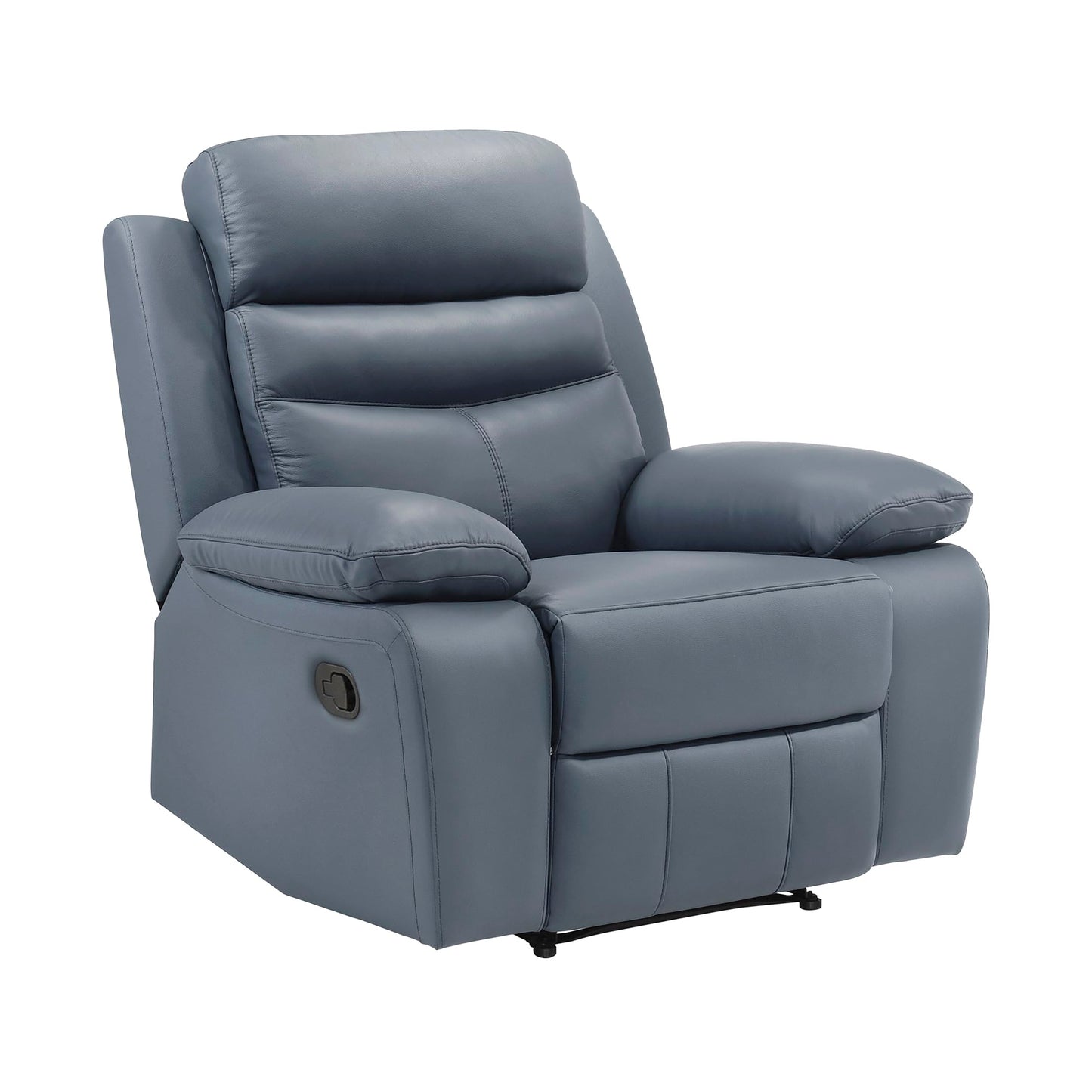 Lexicon 41" W Manual Reclining Chair, Top Grain Leather Match Recliner, Home Theater Seating, Wall Hugger Recliner, Manual Reclining Sofa Chair for Living Room/Office/Apartment, Blue
