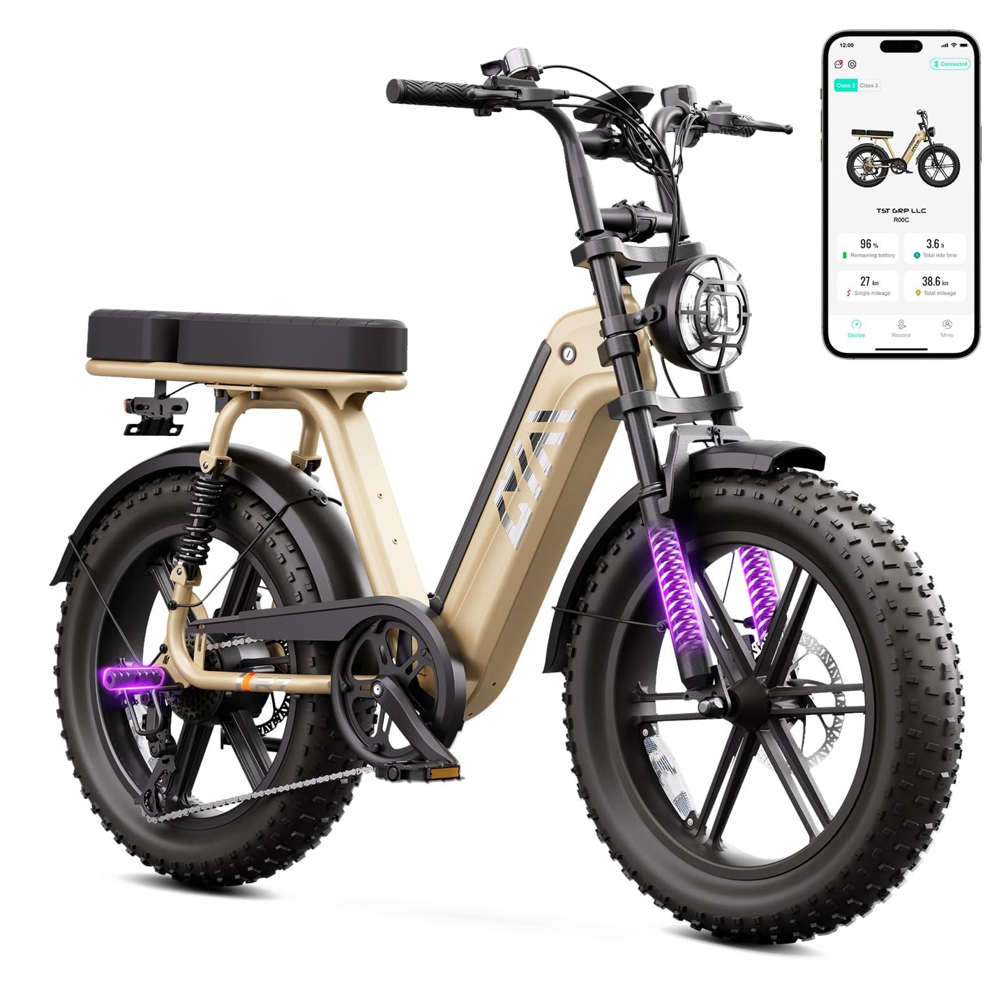 TST Electric Bike for Adults 1500W, 48V 15AH Removable Battery Step-Thru Ebike, 20" x 4.0" Fat Tire Electric Bicycle with Dual Hydraulic Brakes, Dual Suspension, Passenger Seat and Foot Pegs