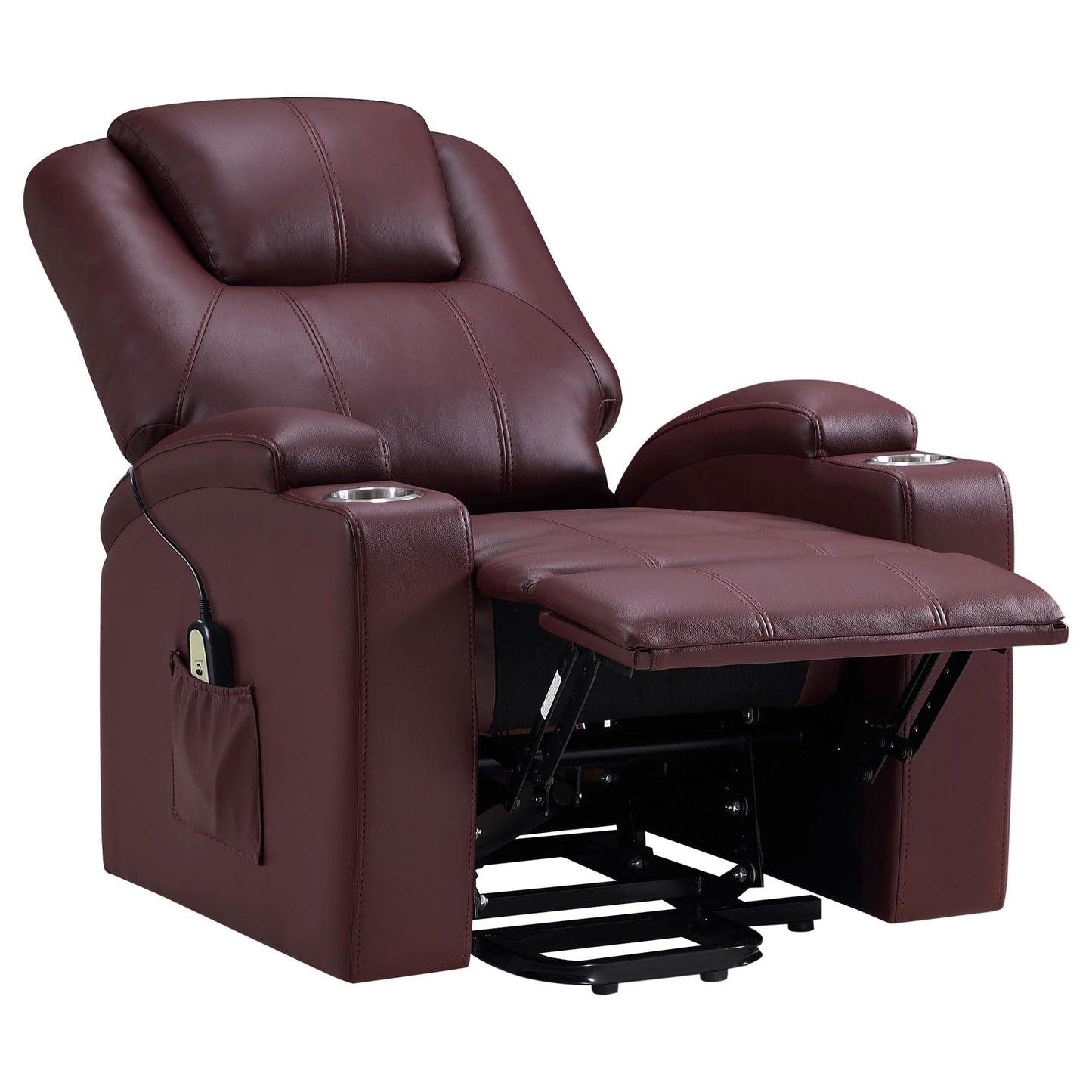Coaster Home Furnishings Armstrong Upholstered Power Lift Massage Recliner Wine Red