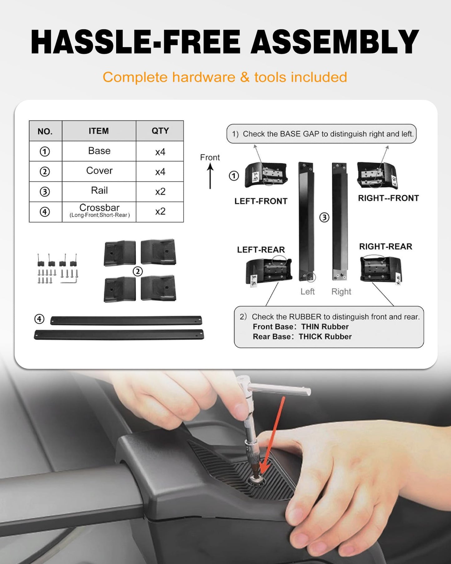 Snailfly Half Roof Rack Fit for Ford Bronco 2021-2026 4-Door Hard Top Only - Aluminum Rooftop Cargo Luggage Carrier, Low Profile