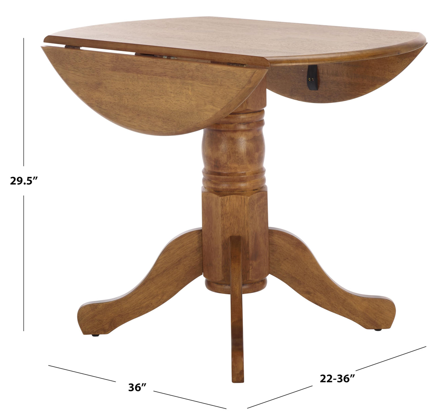 SAFAVIEH Furniture - Dakari 22"- 36" Drop Leaf Dining Table - Dark Walnut Compact Expandable Solid Wood Kitchen Table for Small Spaces (DTB8500C)