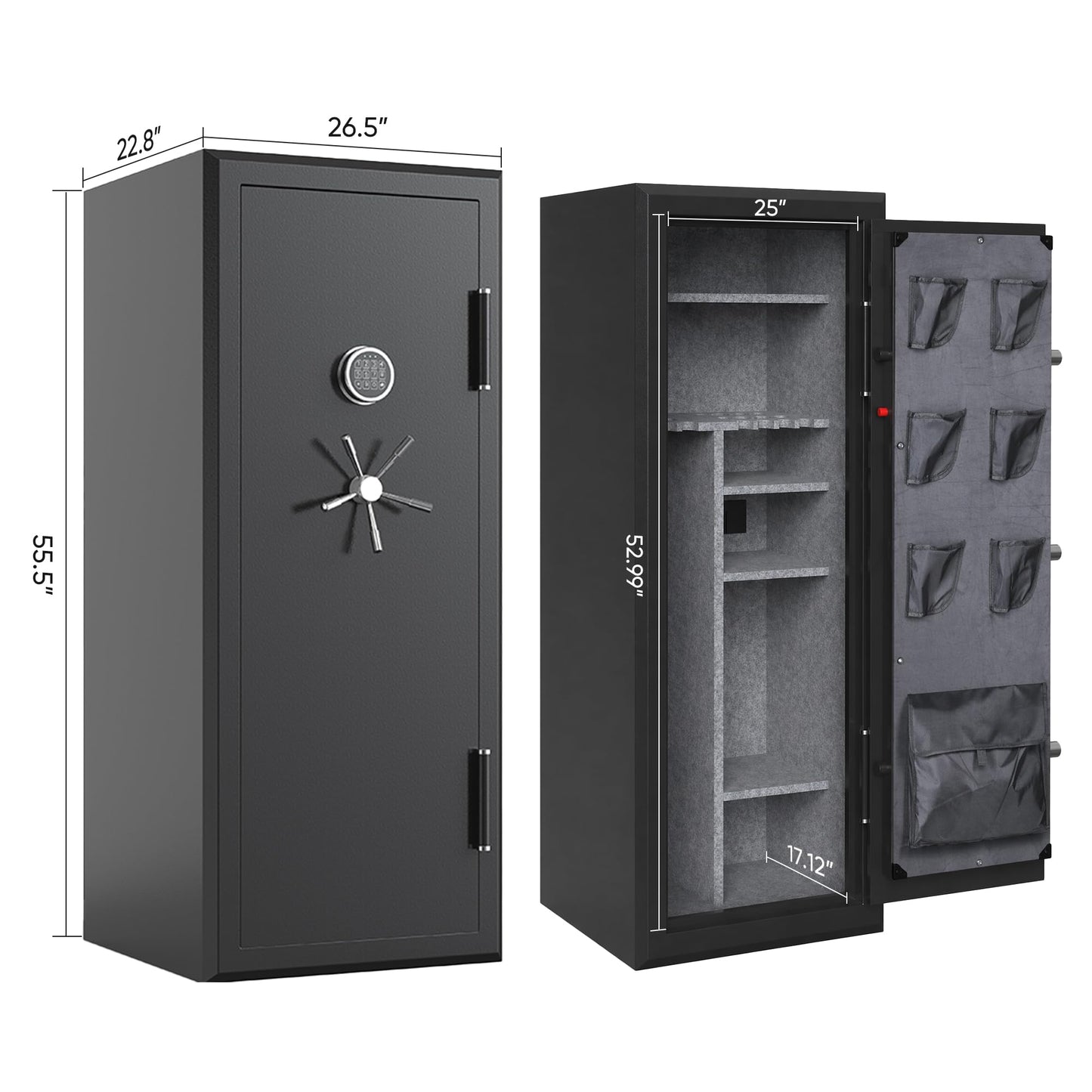 XPEDITION 34-Gun Fireproof Safe for Rifles & Pistols, Quick-Access Gun Cabinet with Keypad & Key Access, No Assembly Required, Combination Lock, Built-in Charging Ports