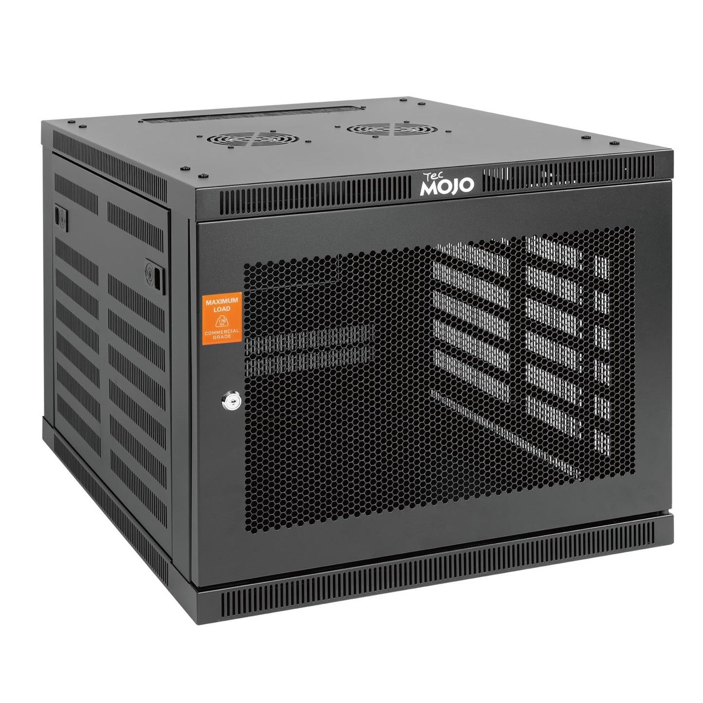 Tecmojo 9U Wall Mount Rack Cabinet, Heavy-Duty 176 Lbs High Load Capacity, 19” Enclosed Server Network Rack with 2 Colling Fans, Mesh Door, 23.6” Deep – Elite Collection