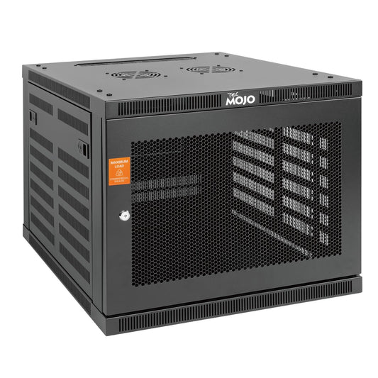 Tecmojo 9U Wall Mount Rack Cabinet, Heavy-Duty 176 Lbs High Load Capacity, 19” Enclosed Server Network Rack with 2 Colling Fans, Mesh Door, 23.6” Deep – Elite Collection