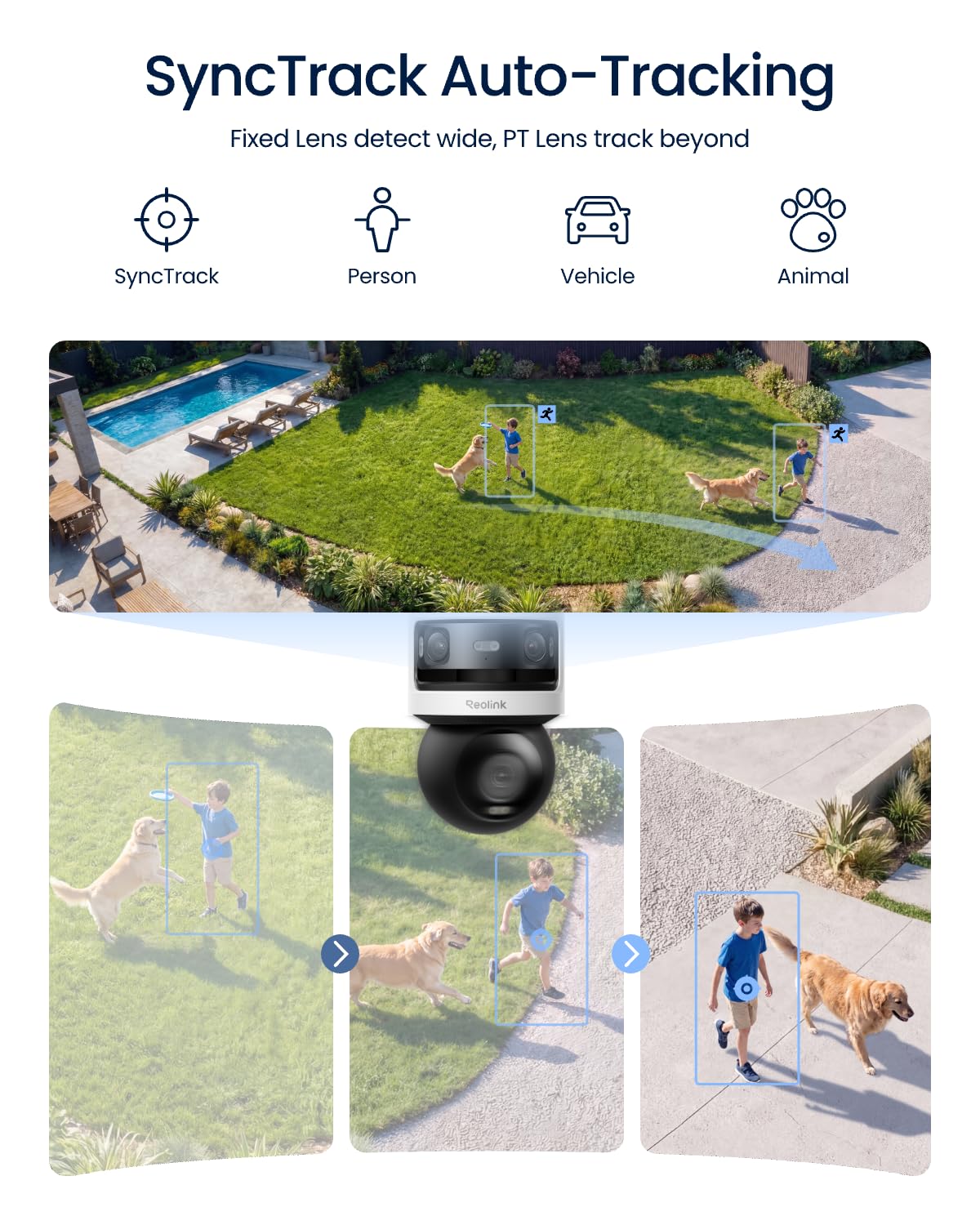REOLINK OMVI 3i WiFi, Triple-Lens Outdoor Security Camera, 10MP 180° Panoramic + 8MP 4K Pan-Tilt, SyncTrack & Auto Tracking, Dual-Band WiFi 6, Smart Detection, Local AI Video Search, No Monthly Fees