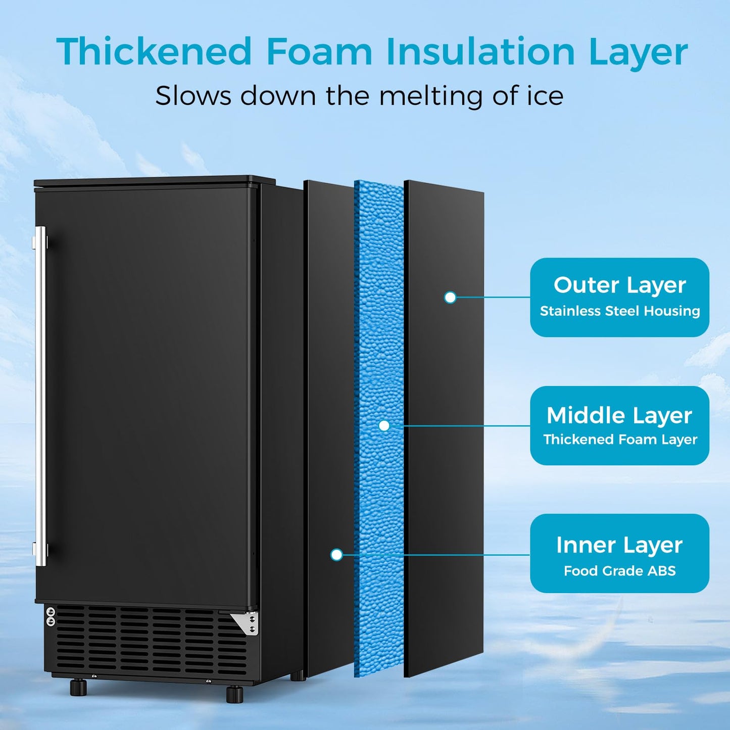 COWSAR Commercial Cube Ice Maker, Freestanding Ice Machine, 80lbs/24H, 40 Ice Cubes/Cycle, Reversible Door, 24H Timer & Self-Cleaning, Under Counter Ice Cube Machine for Bar/Cafe/Home