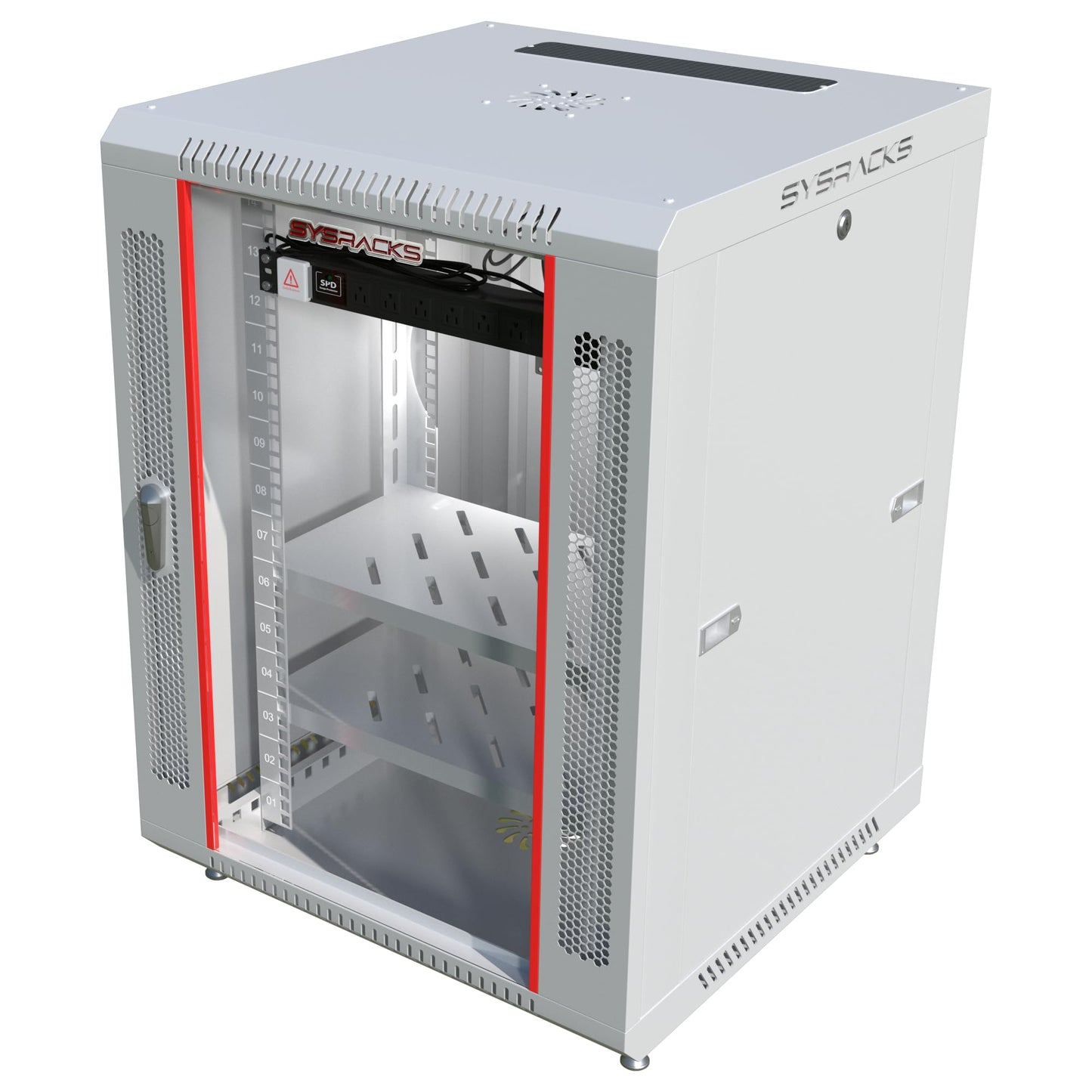 Sysracks 15U Gray Wall Rack Mount Server 19" Deep Network Cabinet, Server Rack with Fan, Removable Side Panels, Locking Glass Door 24" Computer Cabinet Enclosure Network Rack Case 15.600