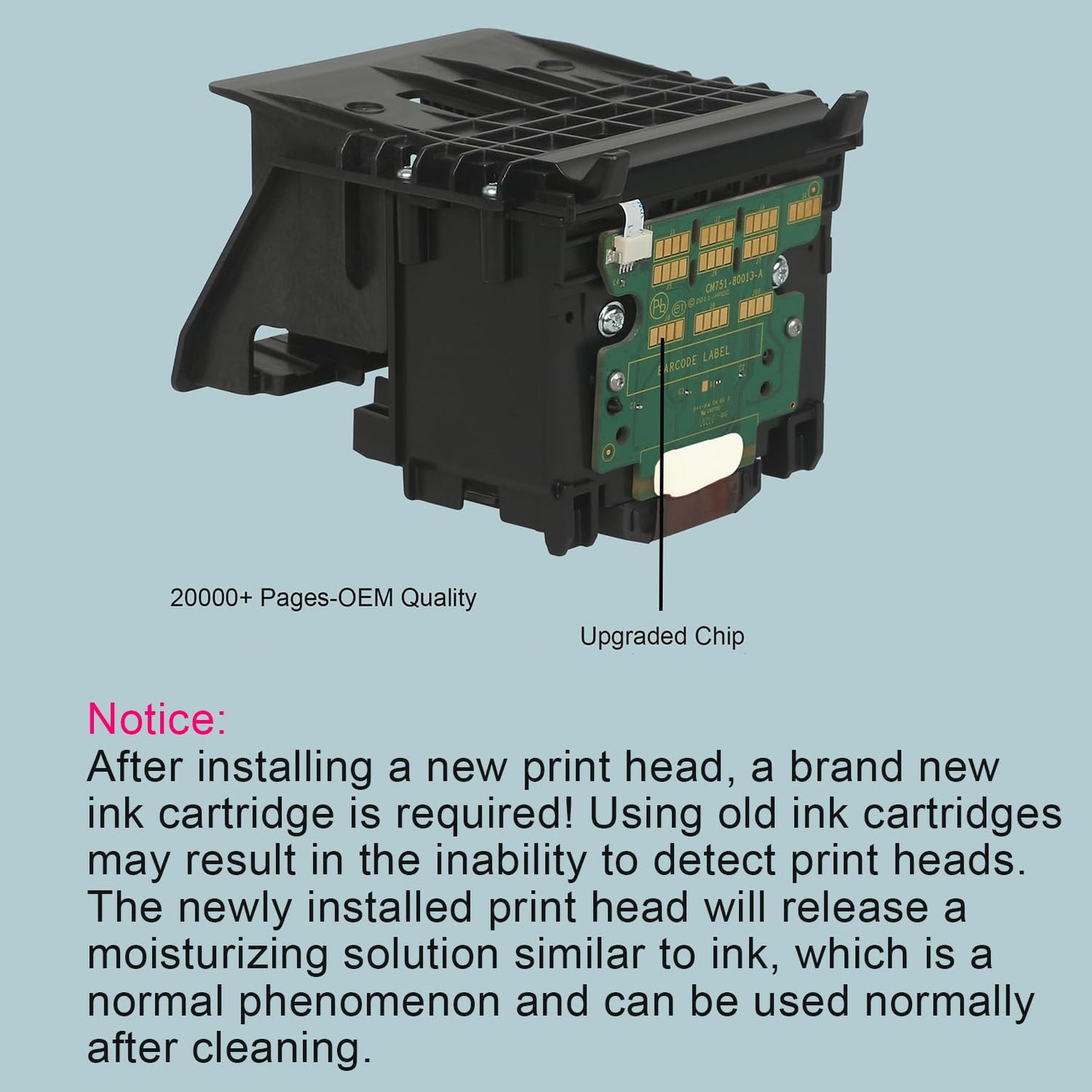 711 DesignJet Printhead High Yield Replacement Kit (C1Q10A) for HP DesignJet T530, T525, T520, T130, T125, T120 & T100 Large Format Plotter Printers (with Chip) Print Head