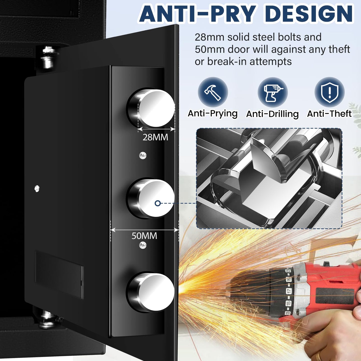 5.8 Cuft Biometric Depository Drop Safe for Business, Heavy Duty Fingerprint Safe Box with Quick Place Drop Slot, Digital Keypad and Spare Key, Drop Safes for Business Retail Mail Church