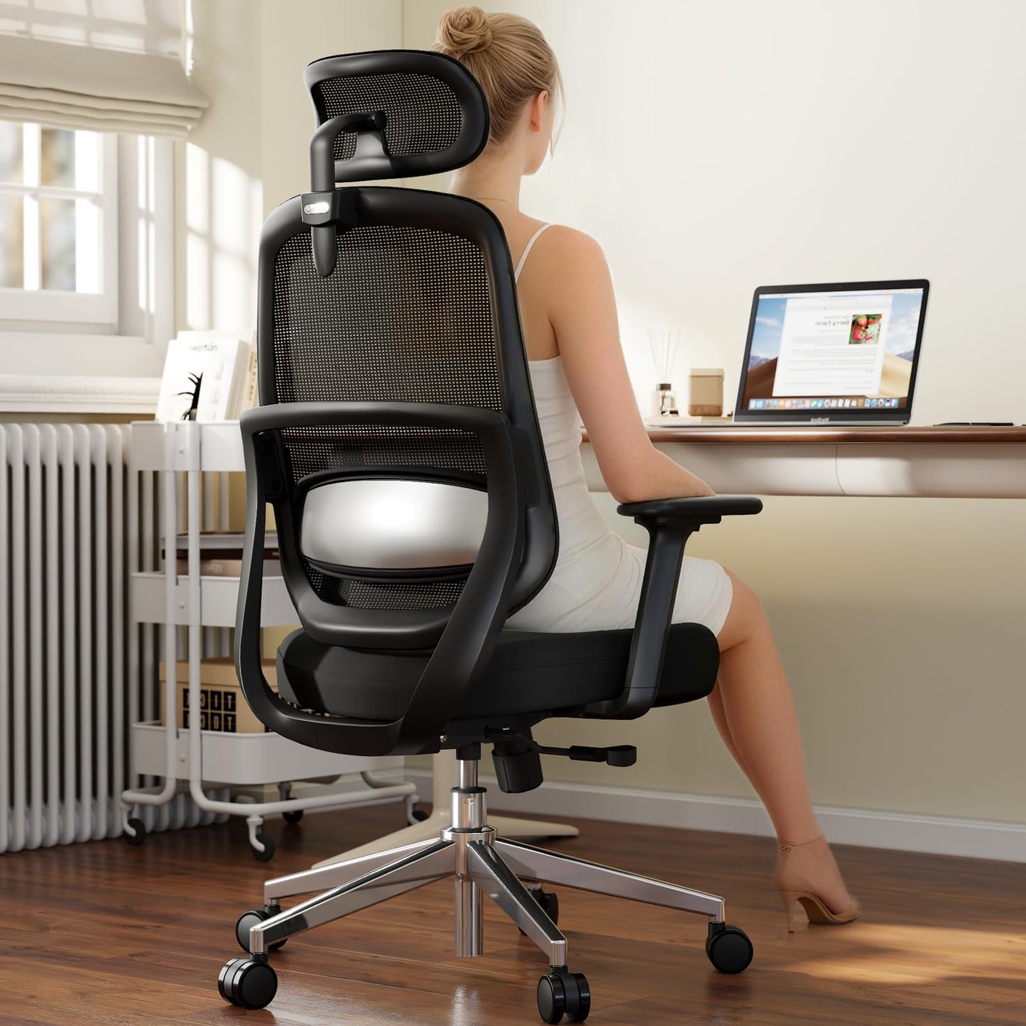 QuelSoft Ergonomic Office Chair, Home Office Desk Chairs, 3D Lumbar Support High Back Desk Chair, Comfortable Computer Chair & Gaming Chair for Office & Home - Black