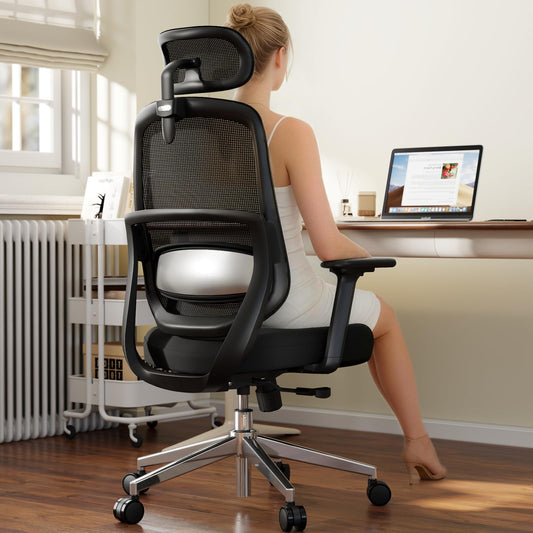 QuelSoft Ergonomic Office Chair, Home Office Desk Chairs, 3D Lumbar Support High Back Desk Chair, Comfortable Computer Chair & Gaming Chair for Office & Home - Black