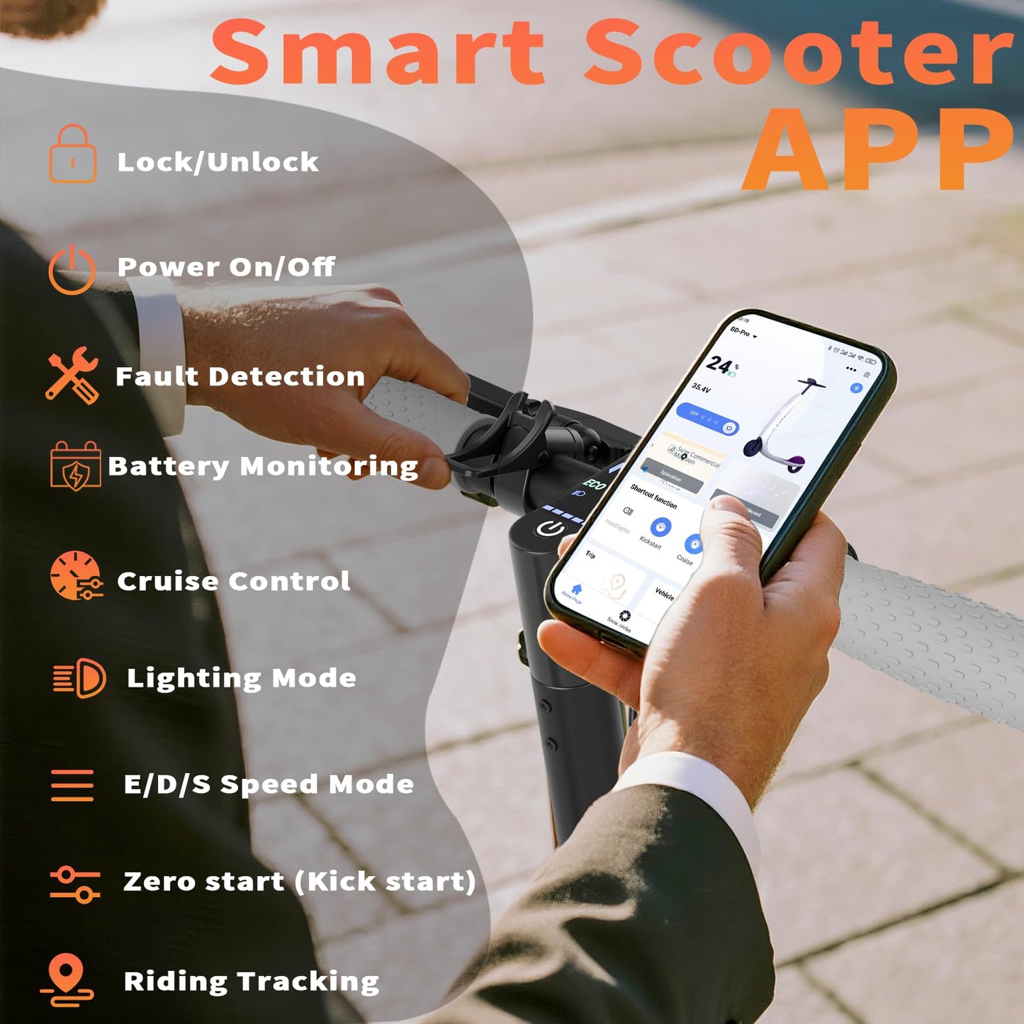 Qlaway Electric Scooter with Seat, 350W Motor, Top Speed 19Mph(31km/h), Max 22 Miles Ranges, 350W Motor, 8.5" Solid Tires, Aluminum Alloy Folding E Scooter with Dual Braking/APP Control