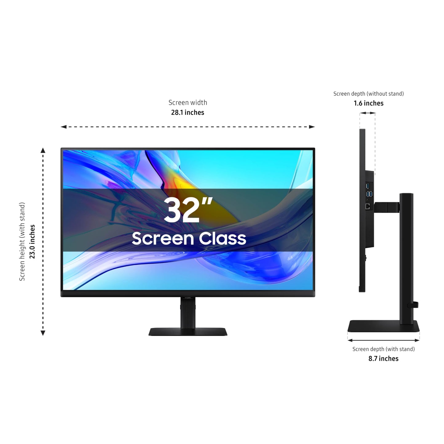 Samsung 32” ViewFinity S8 (S80UD) 4K UHD IPS HDR10 High Resolution Monitor, USB-C, Height Adjustable Ergonomic Stand, Built-in KVM Switch, Intelligent Eye Care, LS32D800UBNXGO, 2025