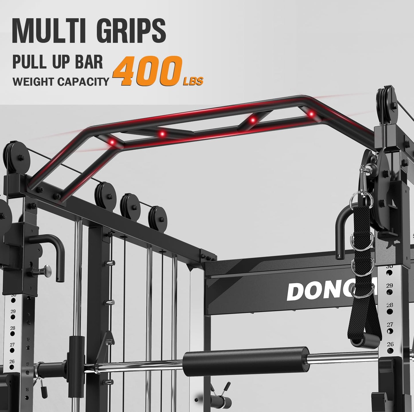 DONOW Smith Machine with Weight Stacks, Heavy Duty Home Gym System Power Cage Cable Crossover Machine Multi-Functional Trainer Ratio 1:1 (AS1 Steel Stacks 374lbs)