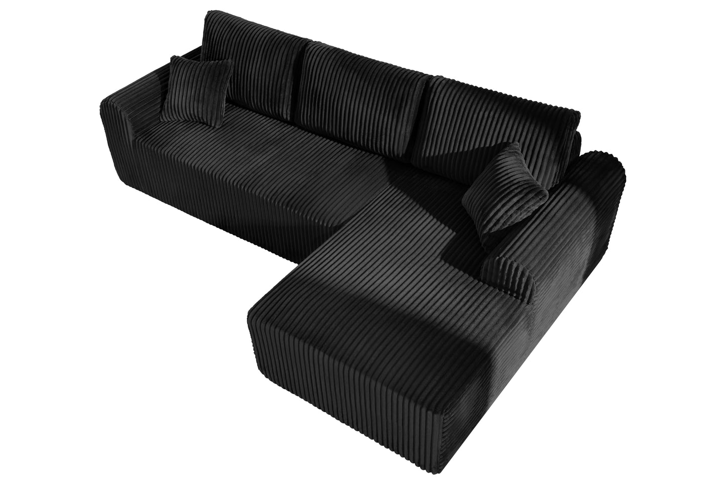 109-Inch L-Shaped Right Facing Boneless Corner Sofa 2 PCS Modular Sectional Cloud Sofa Couch with Chaise Lounge and Toss Pillow, Corduroy Boneless L-Shaped Couches