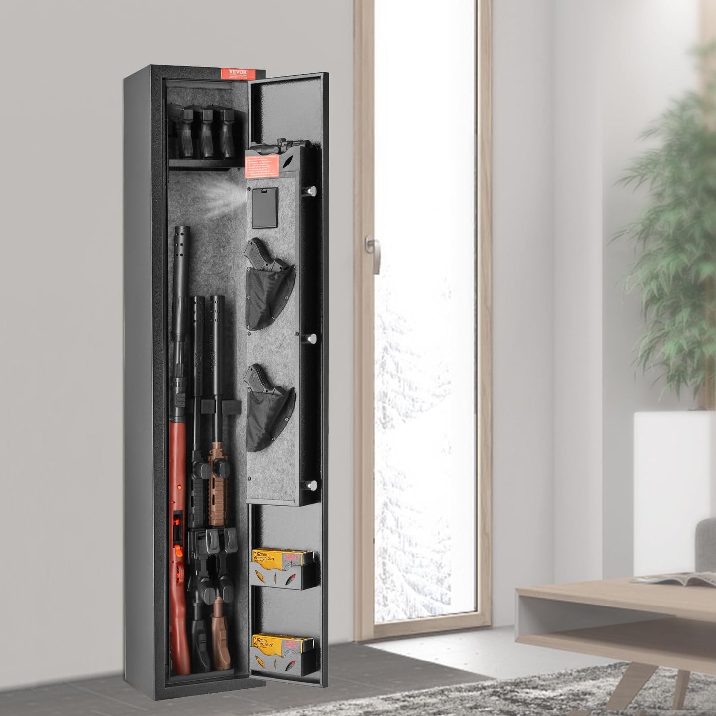 VEVOR 2 Rifles Gun Safe, Rifle Safe with Lock & Digital Keypad, Quick Access Gun Storage Cabinet with Removable Shelf, Pistol Rack, Rifle Cabinet for Home Rifle and Pistols