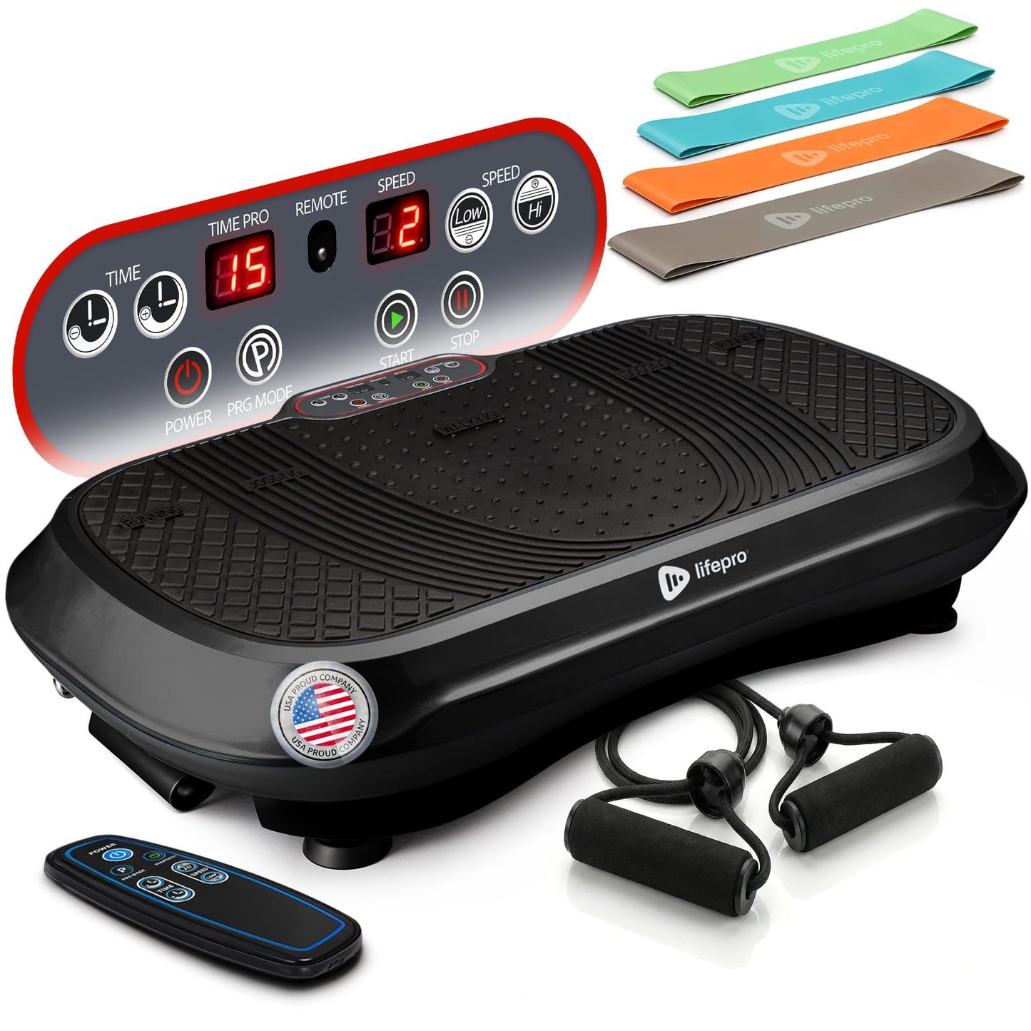Lifepro Waver Vibration Plate Exercise Machine – High-Intensity Vibration Plate for Lymphatic Drainage – Full-Body Workout Vibrating Platform with Loop Bands – Fitness Equipment for Strength & Toning