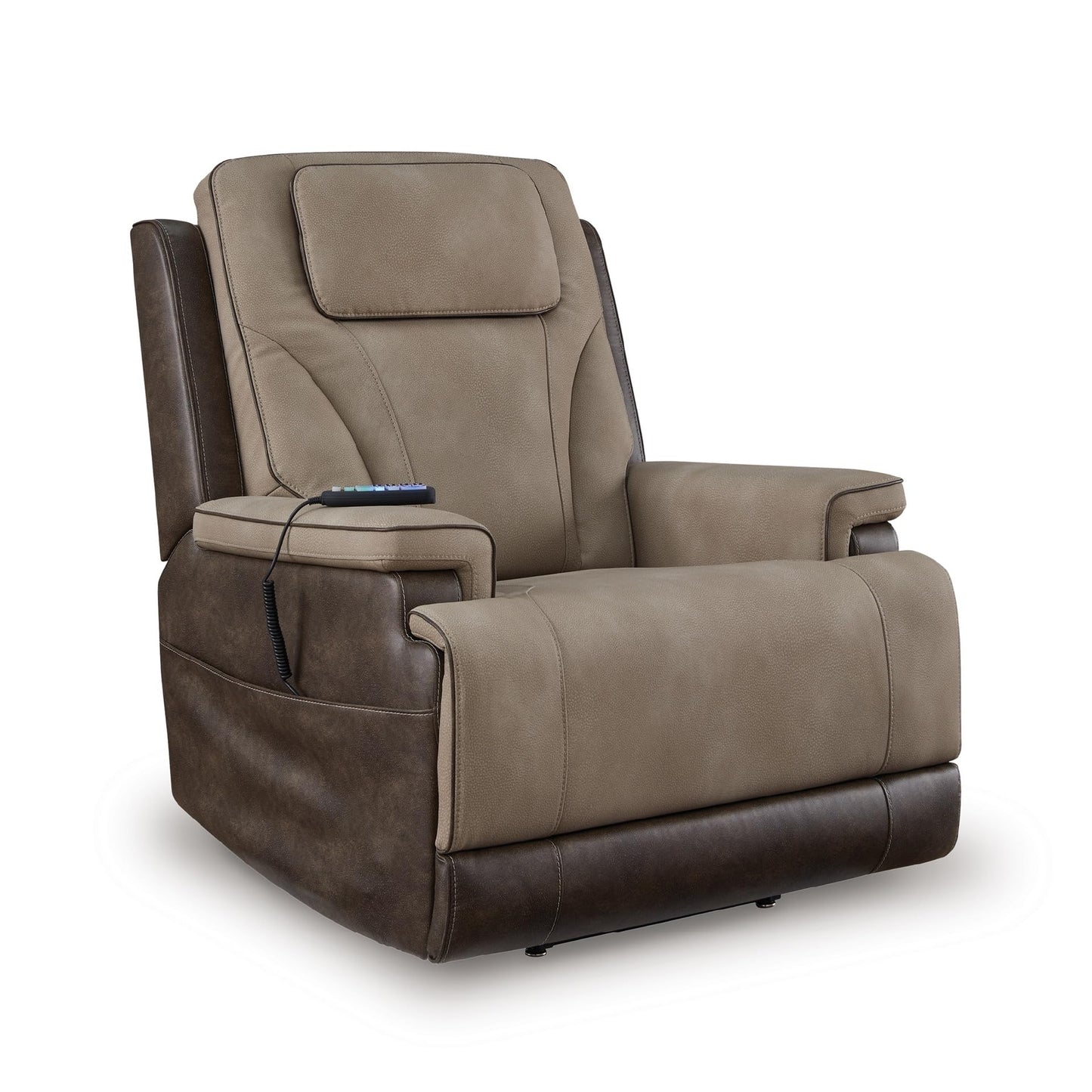 Signature Design by Ashley 4Z-Relax Retreat Modern Power Lift Recliner with Lumbar Support, Adjustable Headrest and USB Ports, Brown