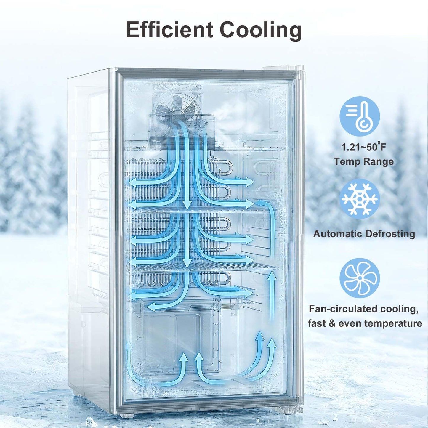 Antarctic Star Mini Fridge Auto Defrost Beverage Refrigerator, 130 Can with Glass Door &Adjustable Shelves, 21-50°F Temp Control,Beverage Cooler for Soda, Beer, Wine, Home Bar, Office, 3.2 Cu.Ft