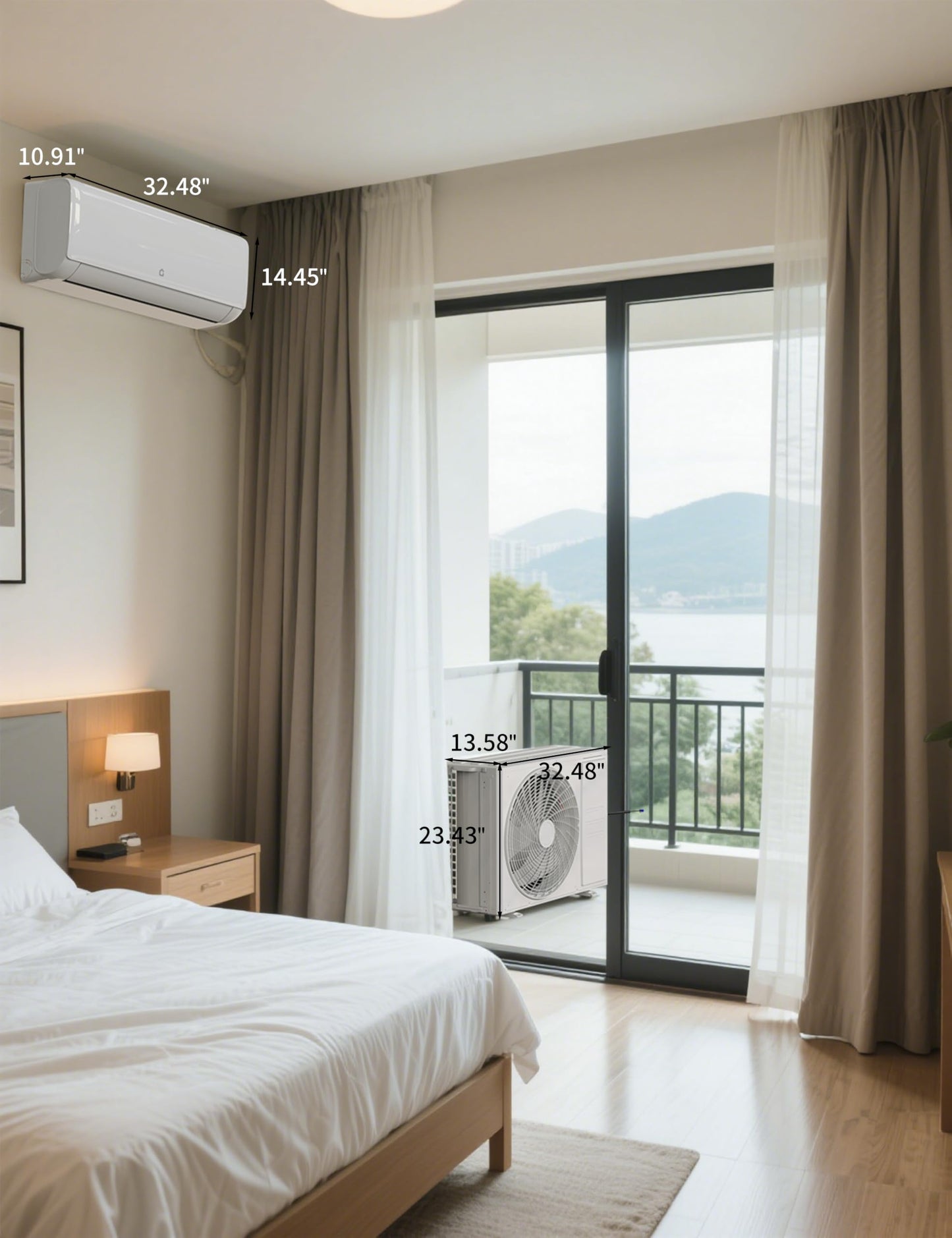 24000 Btu Mini Split AC Heating System, Wifi Enabled Mini Split Air Conditioner with 19 SEER2 Inverter, Heat Pump, 208-230V for Rooms Up to 1500 Sq. Ft, White