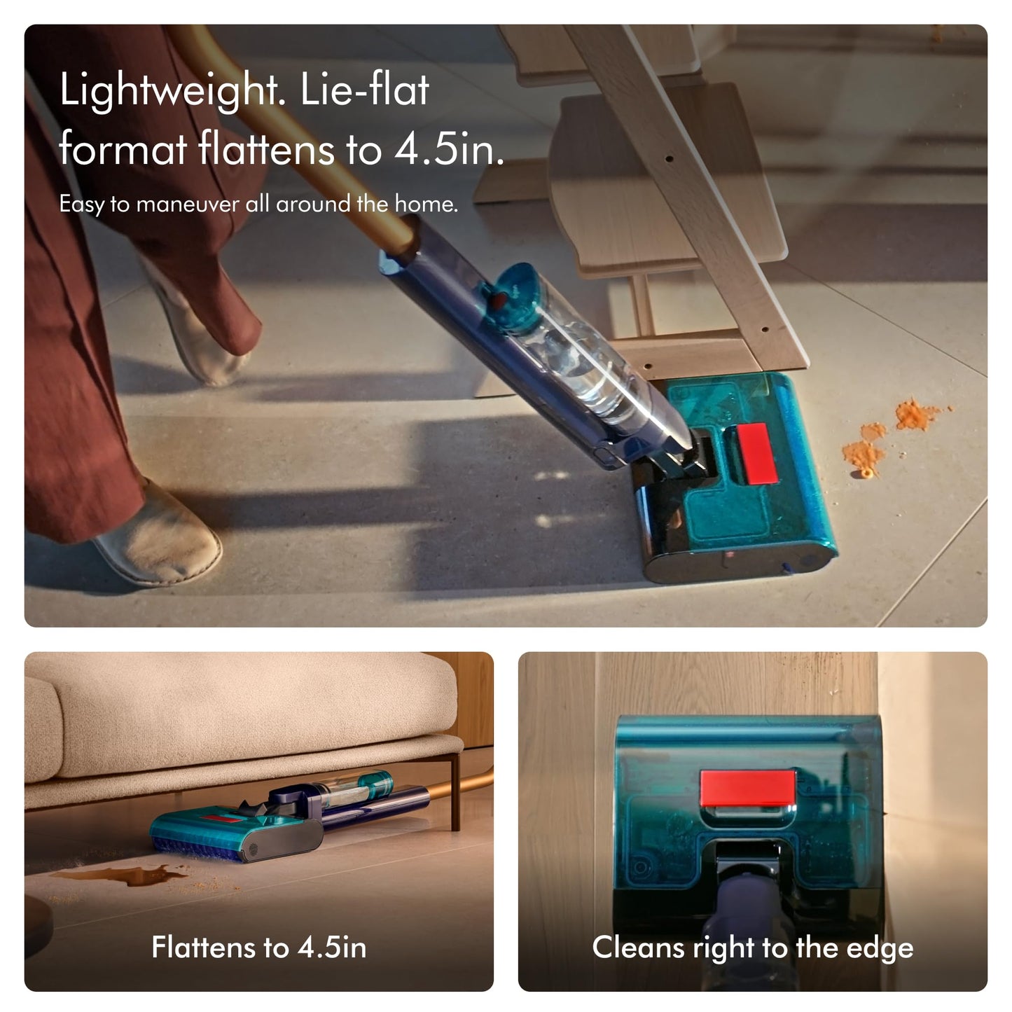 Dyson Clean+Wash Hygiene Wet and Dry Cleaner for Hard Floors - Cordless, 70 Minutes Run time, lays Flat, Anti-Tangle, self-Cleaning Roller, Drying Dock