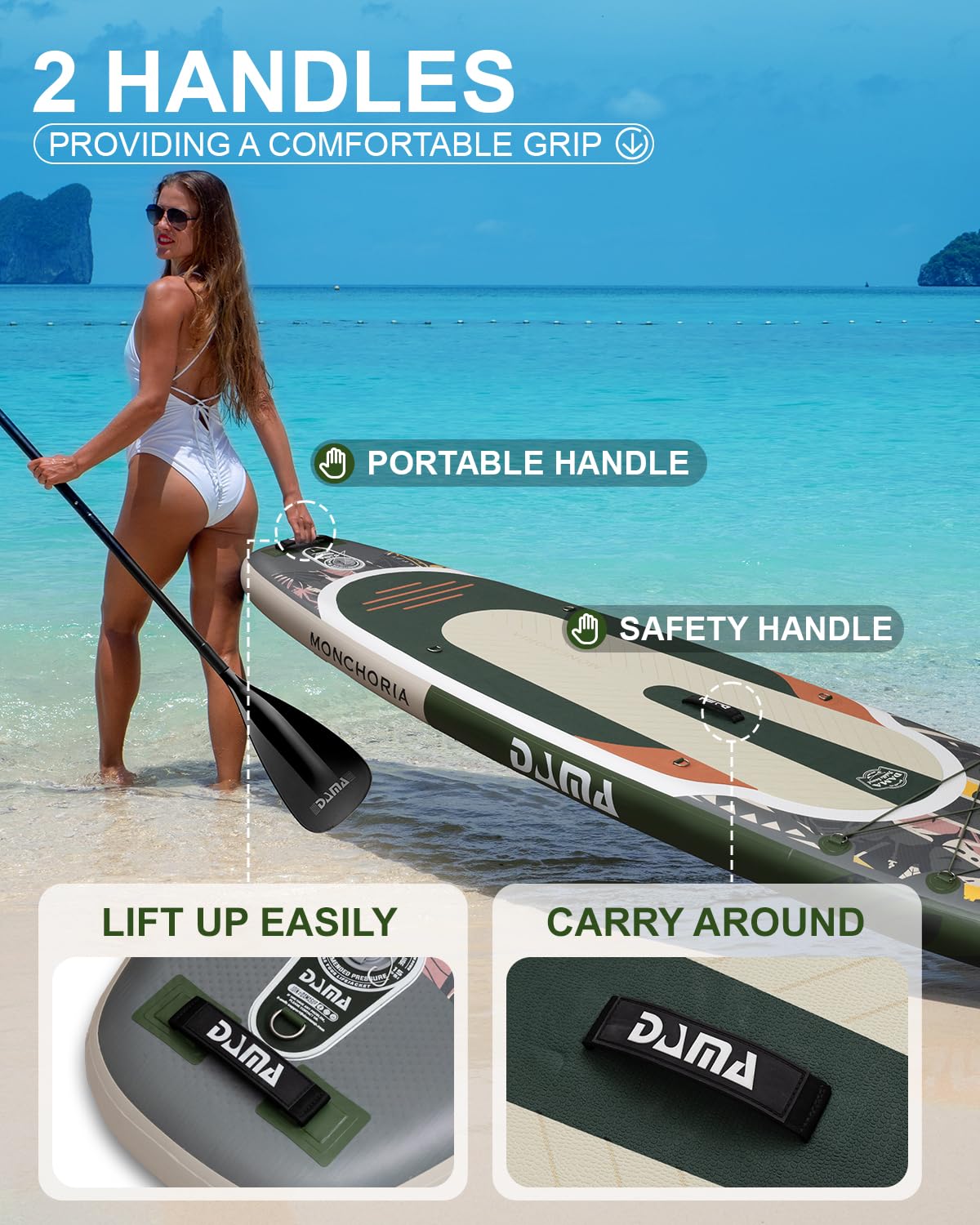 DAMA Paddle Board, 11' x 34" x 6", 400 lb Weight Capacity, All-Around Paddle Board for Multi-Person Use, Pet-Friendly Design, Wide Stable Structure for Beginners, Smooth Gliding for Yoga and Fishing