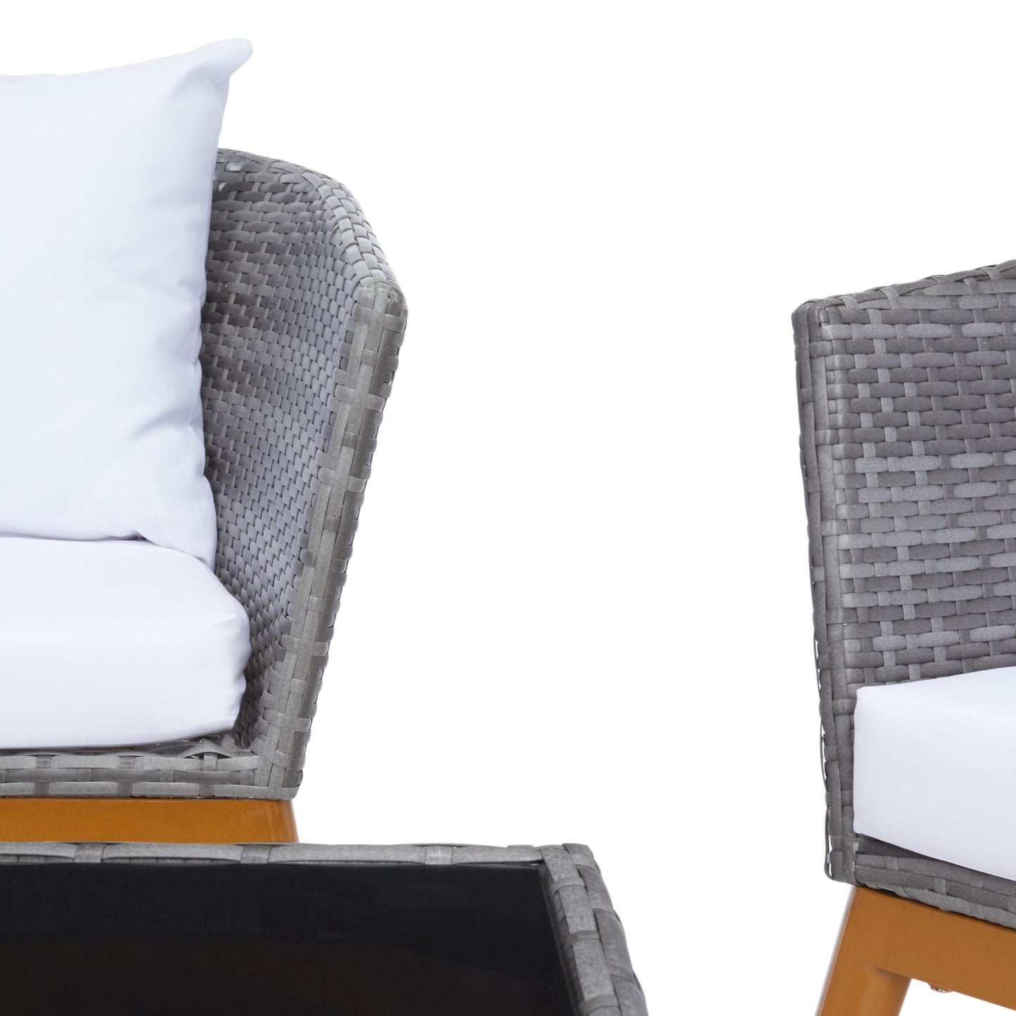 SAFAVIEH Outdoor Collection Malsor Grey Wicker 4-Piece Outdoor Conversation Patio Set