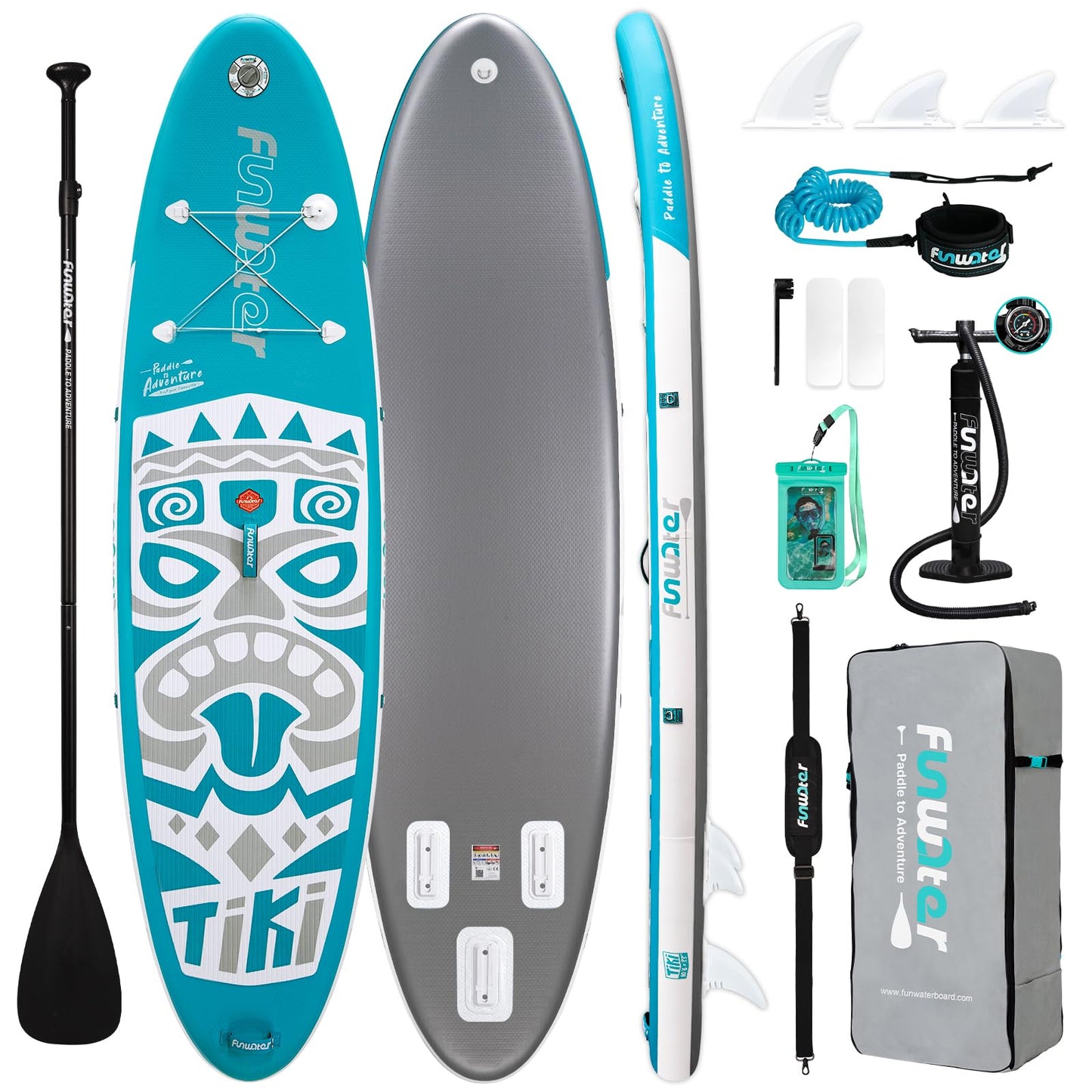 FunWater 10'6×33"×6" Inflatable Stand Up Paddle Board with Premium SUP Paddleboard Accessories, Wide Stable Anti-Slip EVA Deck,Paddle Boards for Adults & Youth of All Skill Levels