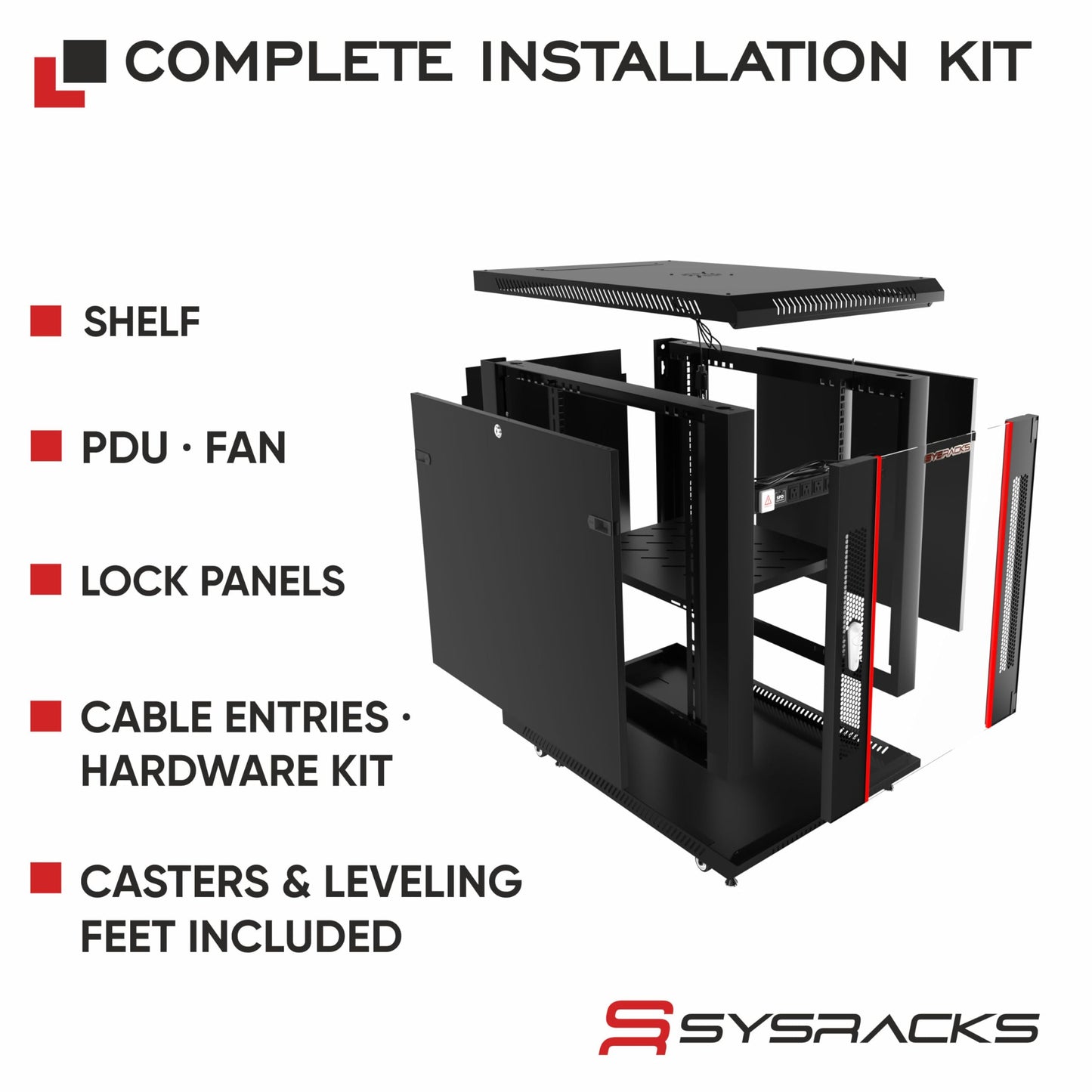 12U Server Rack Cabinet 35" Deep, Deployment-Ready Network Rack Enclosure with PDU, Fan & Shelf, Rolling IT Cabinet for Installers, AV Systems & Infrastructure