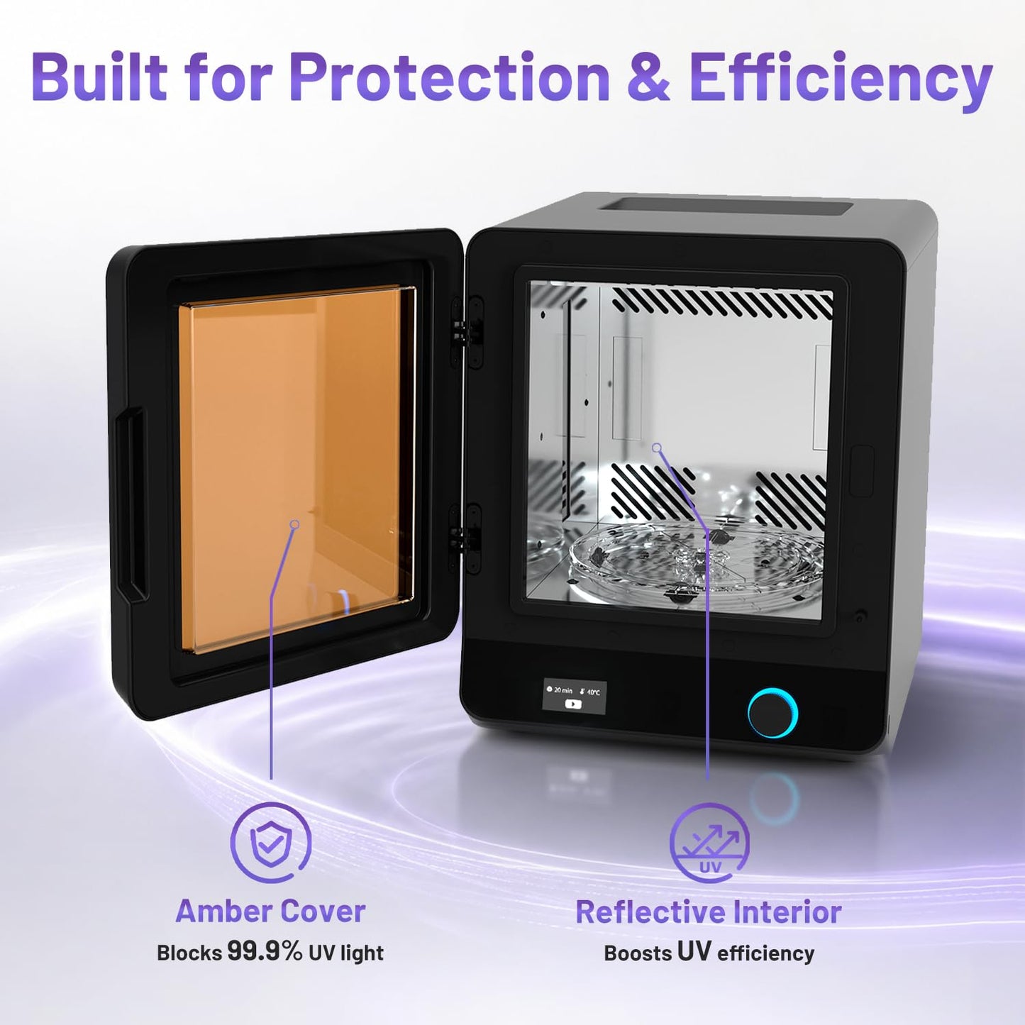 HeyGears Resin Curing Machine, Dual-Wavelength UV Light Cure Station with 80°C Heating & 360°C Rotating & Two Curing Modes, Compatible with Reflex RS Turbo, Reflex RS, Reflex, Reflex 2