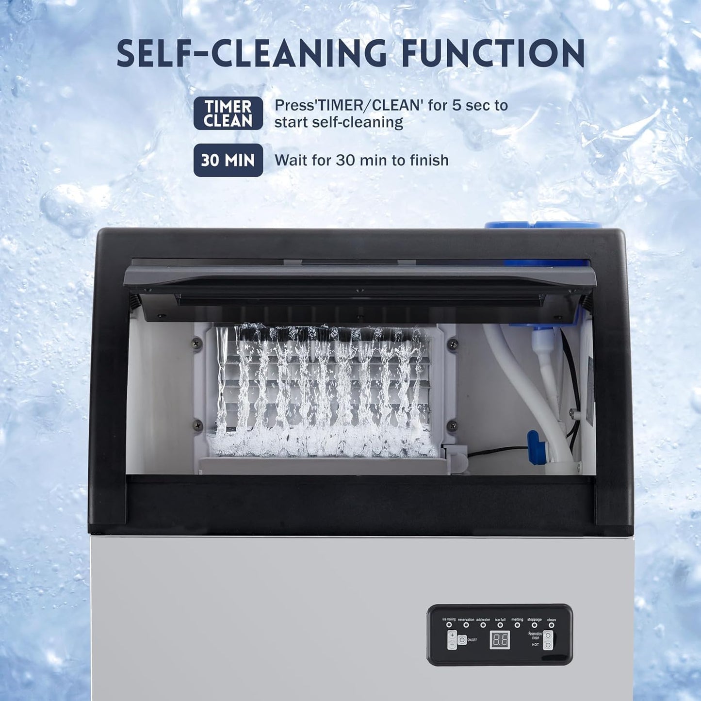 155LBS/24H Commercial Ice Maker Machine,Stainless Steel Under Counter Ice Machine with 33lbs Ice Storage Capacity,Freestanding Ice Maker,Ice Scoop, Quiet Compressor for Home and Business
