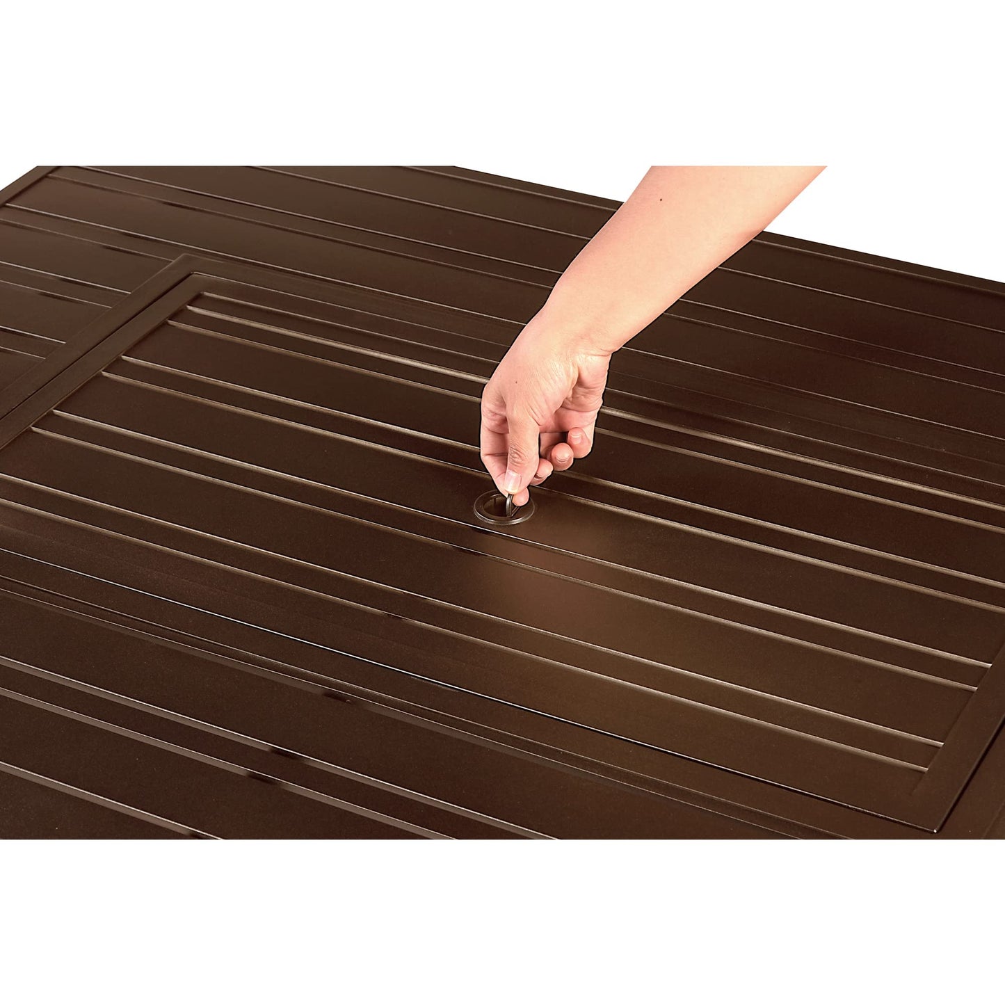 Oakland Living Rectangular 48 in. x 36 in. Aluminum Propane Fire Pit Table, Glass Beads, Two Covers, Lid, 57,000 BTUs in Brown Finish
