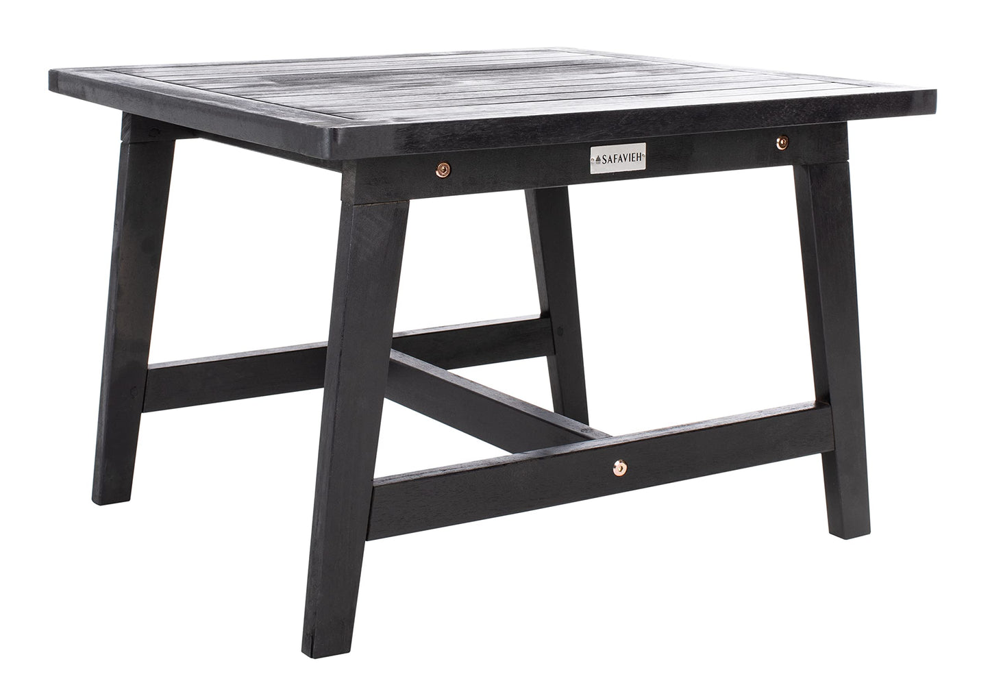 SAFAVIEH Outdoor - Chantelle Lounge Set - Black & Black - Solid Wood with Cushion - Coastal Low-Seat Design - Ideal for Patio, Deck, Porch, Backyard (PAT7076C)