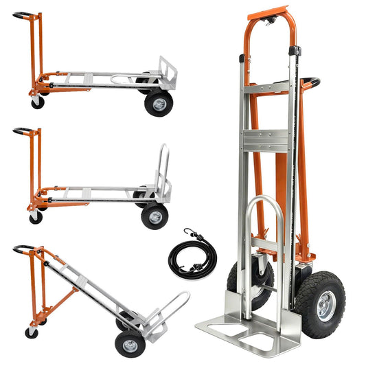 4 in 1 Convertible Hand Truck 1000LBS, Aluminum Folding Dolly Cart, SST Heavy Duty with Pneumatic Wheels & 4-Mode Switching for Moving, Warehouse, Construction, 51" Platform