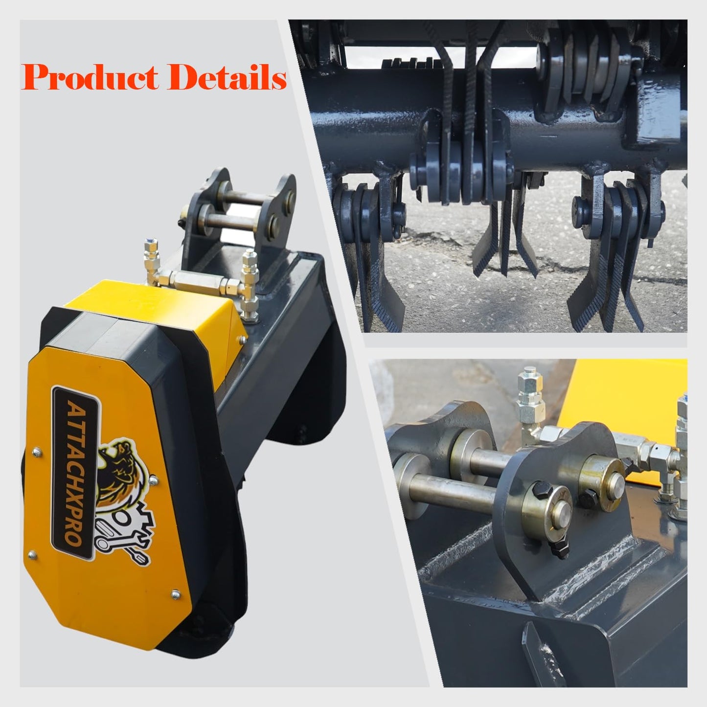 ATTACHXPRO Flail Mower for 3T+Mini Excavator Mulcher Attachment Pioneer Brush Cutter is Used to Remove Weeds, Grass Vegetation, Hydraulic Mulcher and Reclaim Wasteland with Hydraulic System
