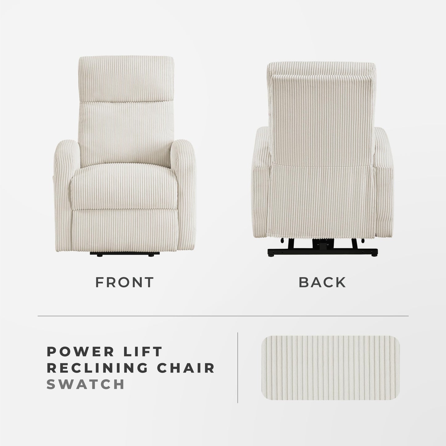 Lexicon Power Lift Recliner Chair for Elderly with Remote Control, Gentle Lift Motion, Side Pocket Armrest, Corduroy Upholstered Electric Recliner for Living Room/Bedroom, Easy Assembly, Beige