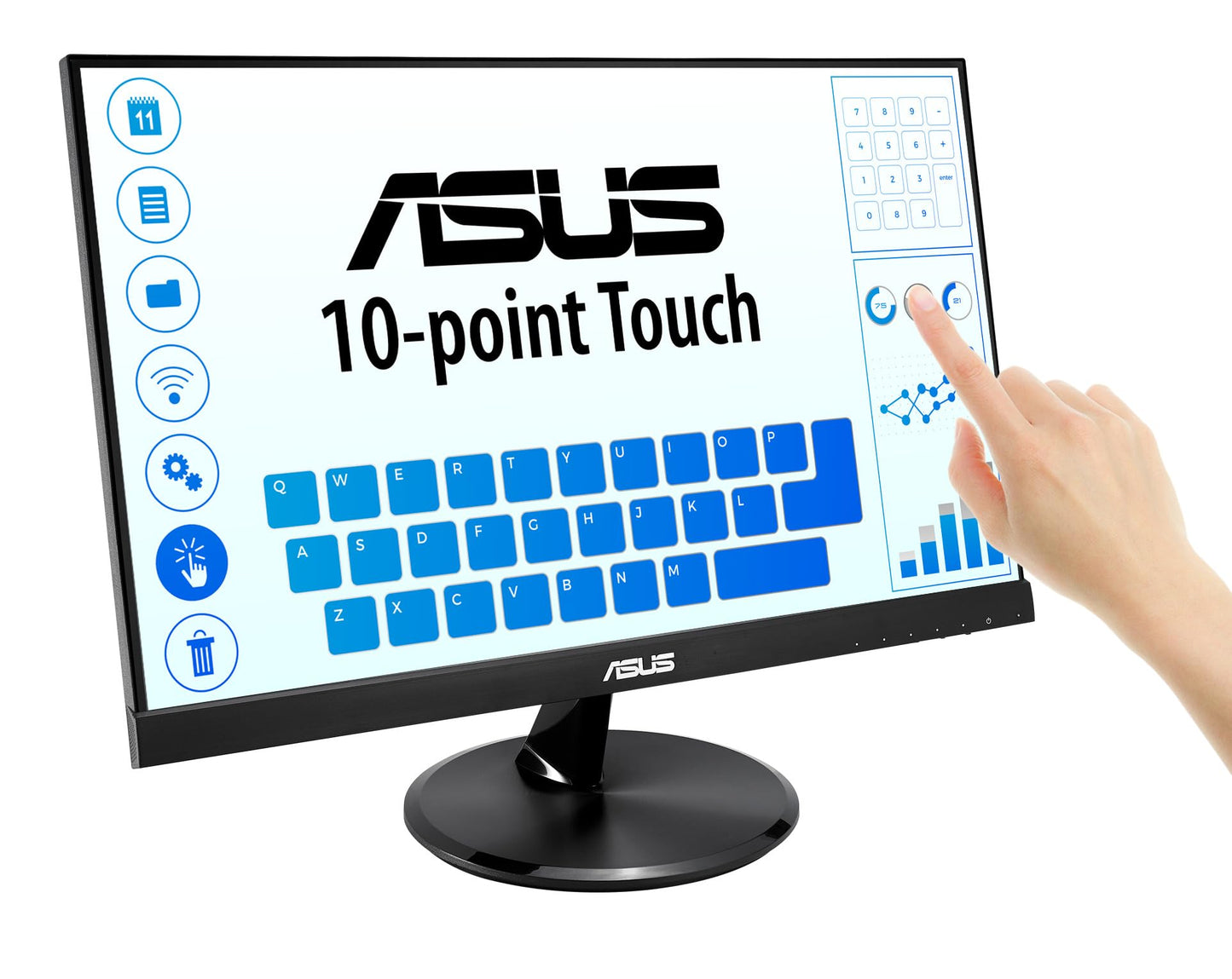 ASUS VT229H 21.5" Monitor 1080P IPS 10-Point Touch Eye Care with HDMI VGA, Black