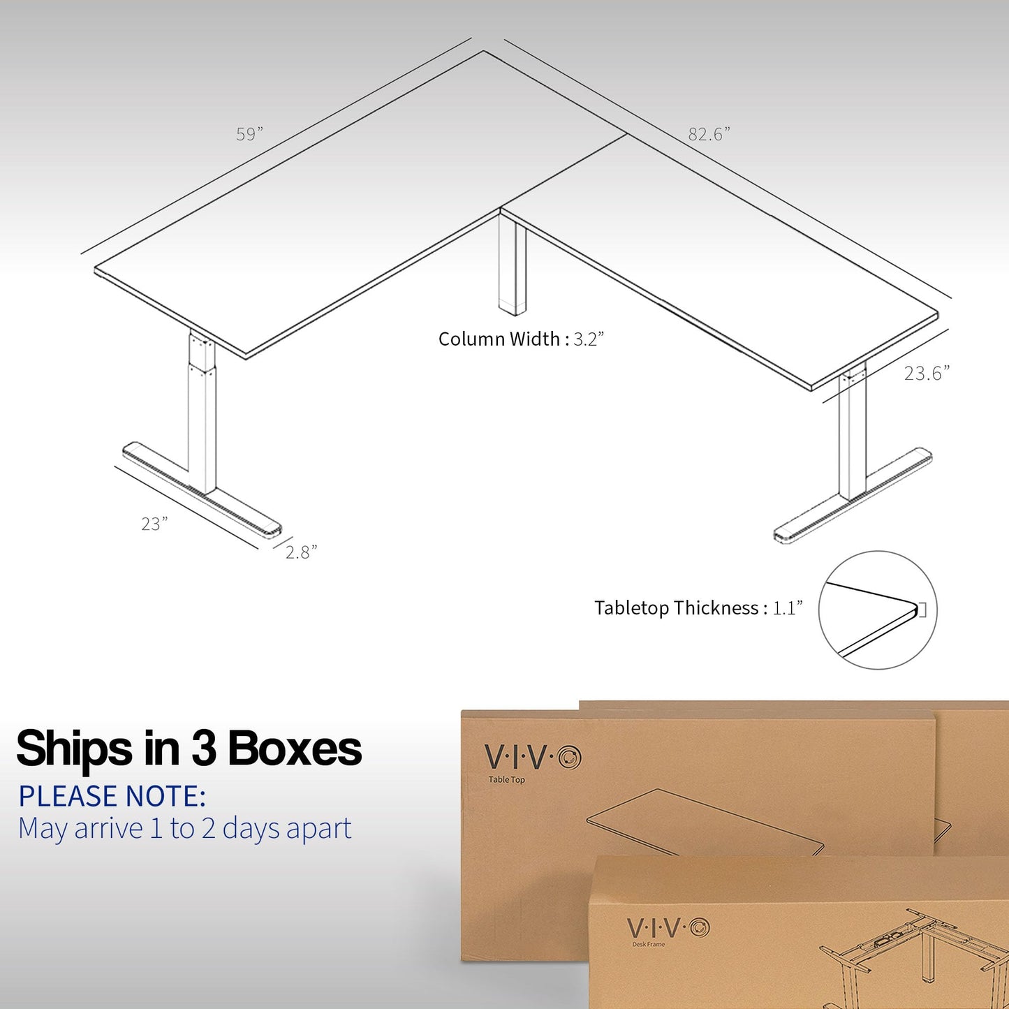 VIVO Electric Height Adjustable 83 x 60 inch Corner Stand Up Desk, 2 Black Solid Table Tops, Black Frame, Memory Controller, L-Shaped Workstation, 3E Series, DESK-KIT-3E8B