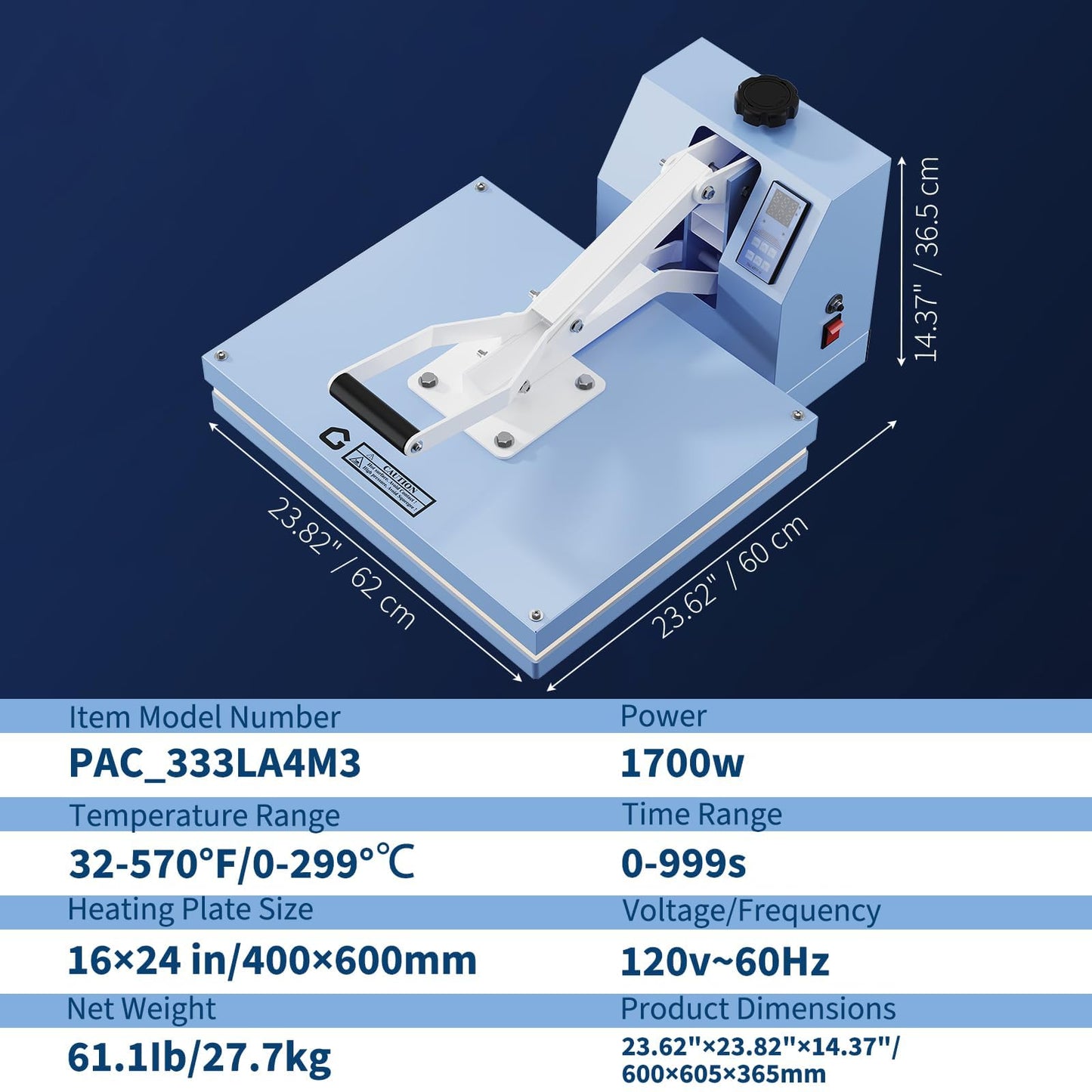 Heat Press Machine for t-Shirt, 16X20 in Digital Heat Transfer Press with Adjustable Pressure, Fast Heating Manual Press for Sublimation