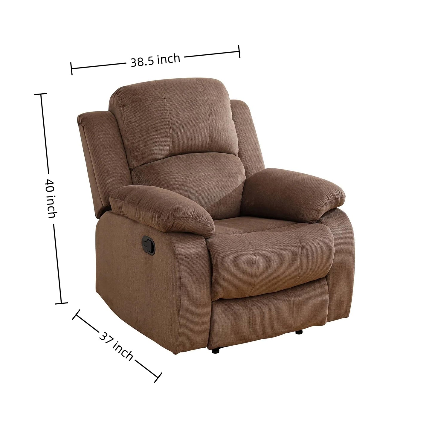 Trygoal Manual Recliner Chair, Nursery Rocking Chair, Velvet Recliner Chair for Adults, Lazy Boy, Gaming Recliner wih Overstuffed Arms, Suitable for Home Theater, Living Room, Bedroom, Brown