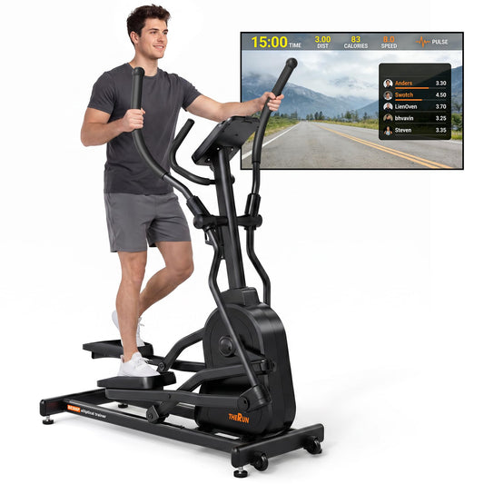 THERUN Elliptical Exercise Machine, Electric Elliptical Machine for Home Use, Magnetic Elliptical Training Machines with 20IN Stride & 32-Level Resistance, 350LB Capacity, App Connectivity (Orange)