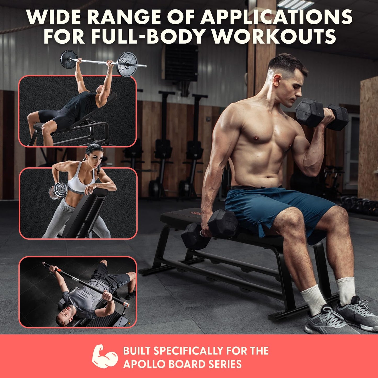 SQUATZ Foldable Flat Weight Bench, Heavy-Duty Workout Bench for Home Gym, Compact and Portable Design, Adjustable and Durable Built with Cushioned Backrest for Strength and Resistance Training