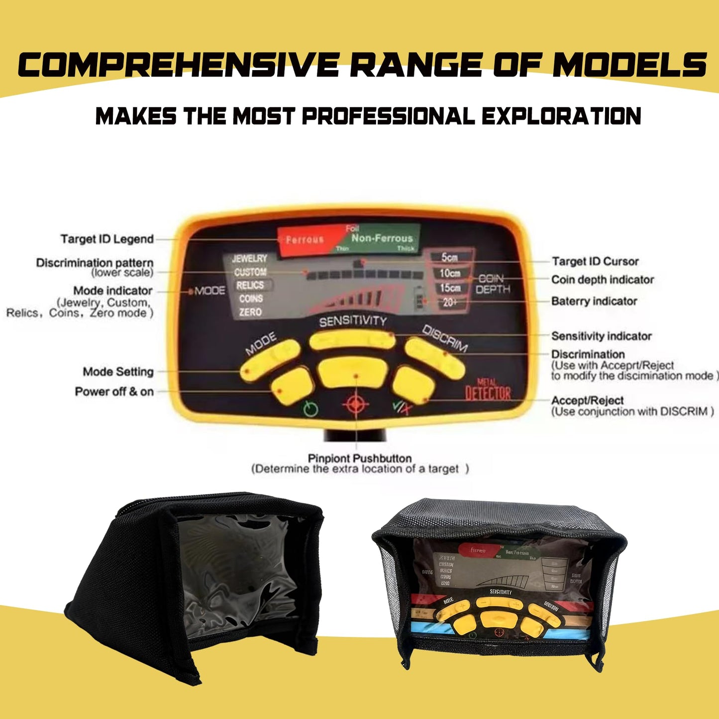 12 Pack Professional Metal Detector Kit for Adults, Gold Detector Kit with 2 x 12.8 IP68 Coil, New 5 Modes Upgraded DSP Chip and LCD Display High Accuracy Gold and Silver Detection